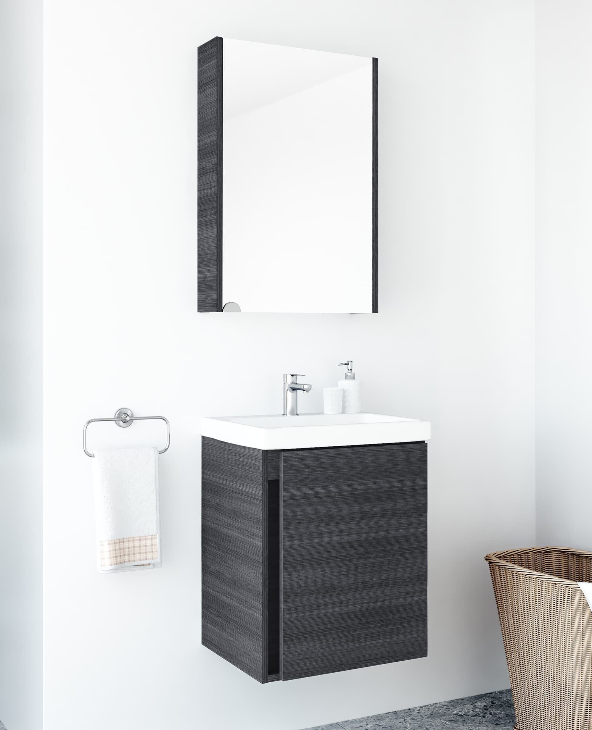 Badezimmerspiegelschrank Planetmöbel Spiegelschrank 50cm anthrazit