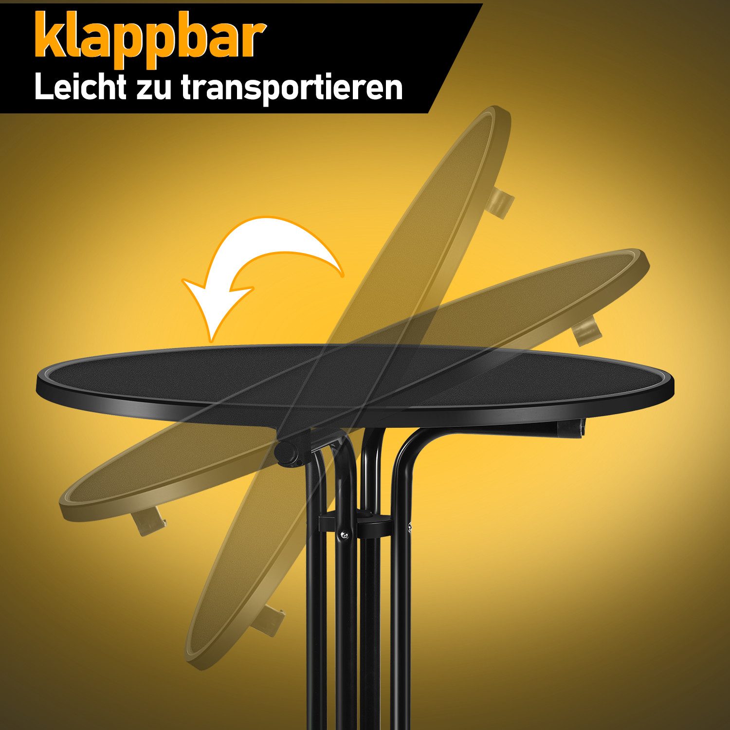 Clanmacy Stehtisch Stehtisch mit Tischhusse Ø 80 cm klappbar, Hitzebständig, Schwarz