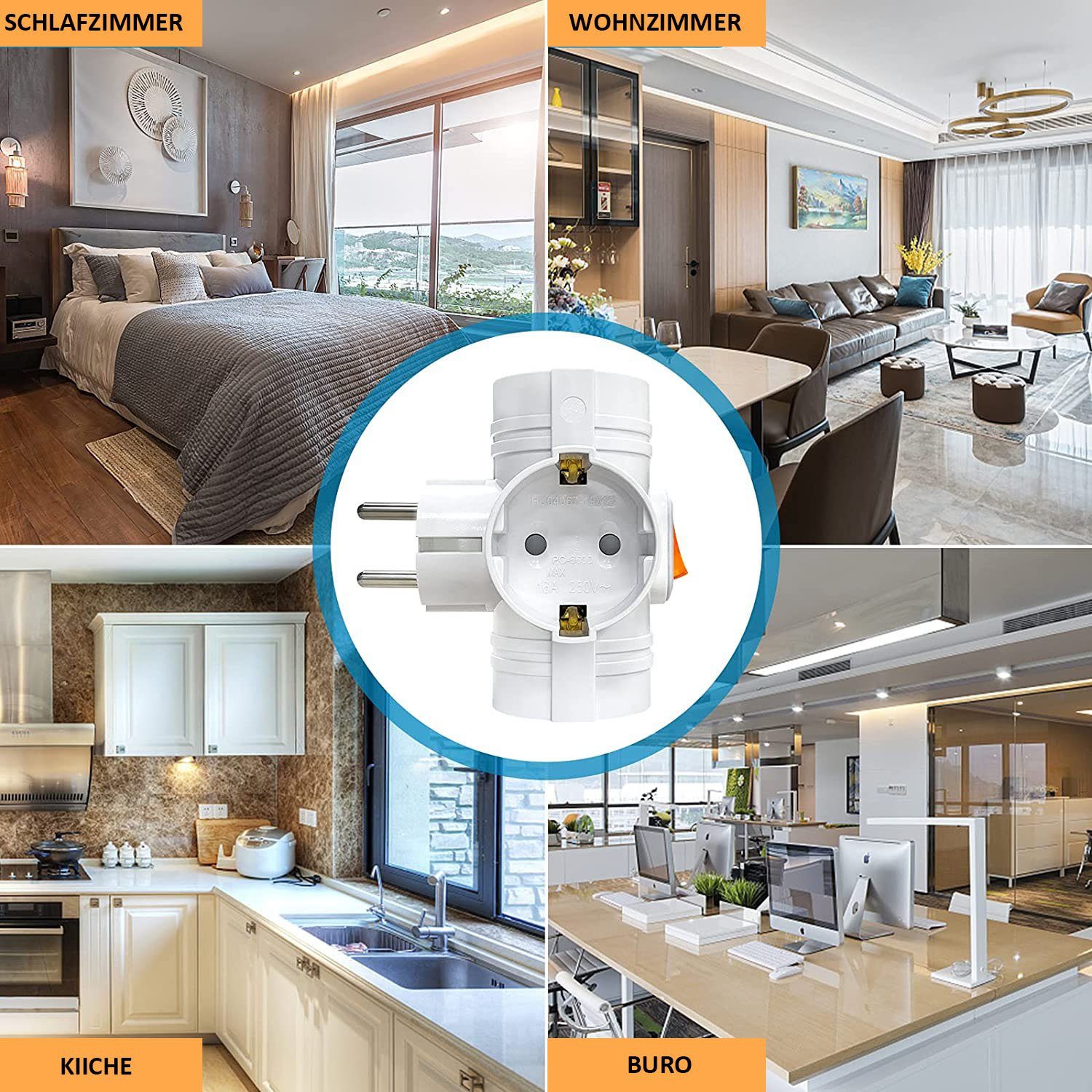 Ein- 2 Ausschalter / gleichzeitig set, Office Steckdose 2-St., Steckdosenadapter, anschließen Funksteckdosen drei Home Kann Geräte MAGICSHE
