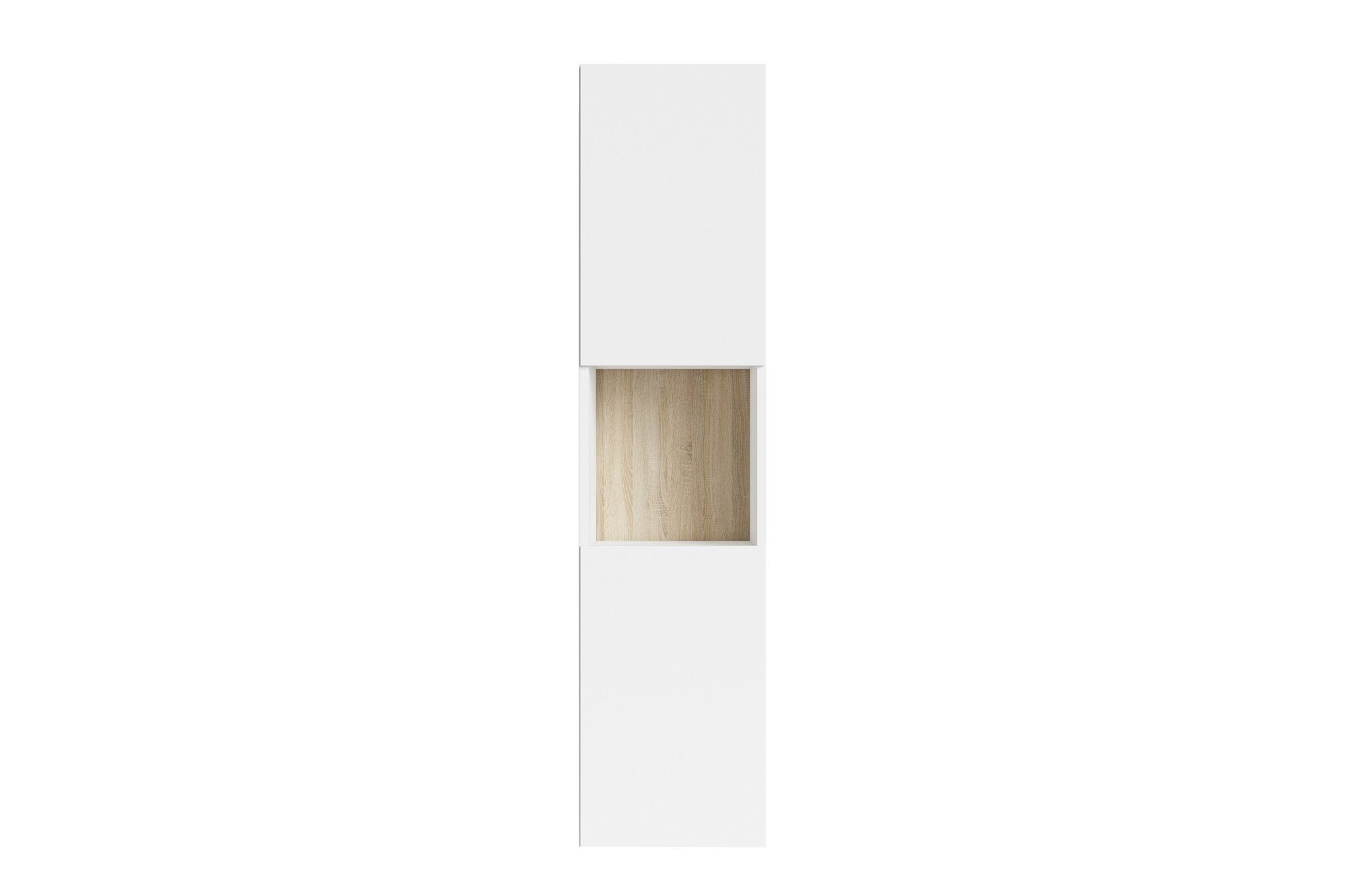 möbelando in Türen 31x131x36,5 cm) (BxHxT: 2 Absetzungen und Hochschrank in Sonoma mit MARINO weiß