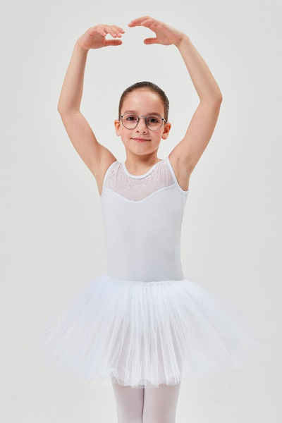 tanzmuster Tüllkleid Ballett Tutu mit Spitzeneinsatz Ballettkleid aus weicher Baumwolle mit langem Tüllrock, für Mädchen