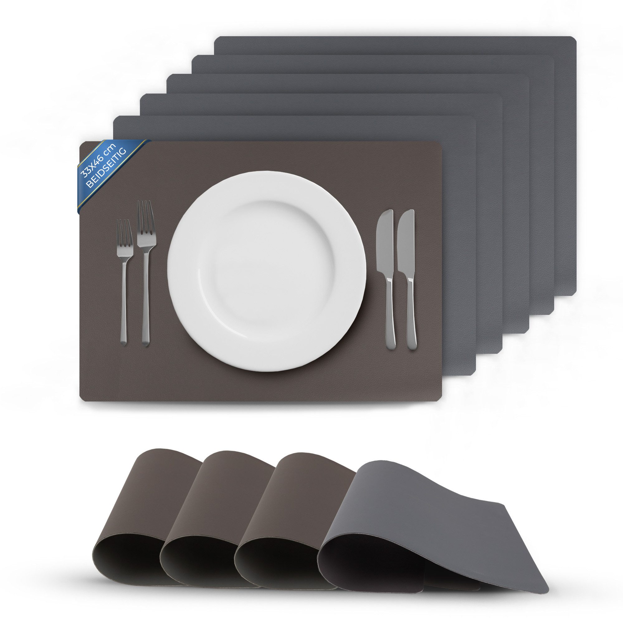 Bestlivings Platzset Kunstleder Uni/Struktur, (6-St), Tischset, abwischbare günstig online kaufen