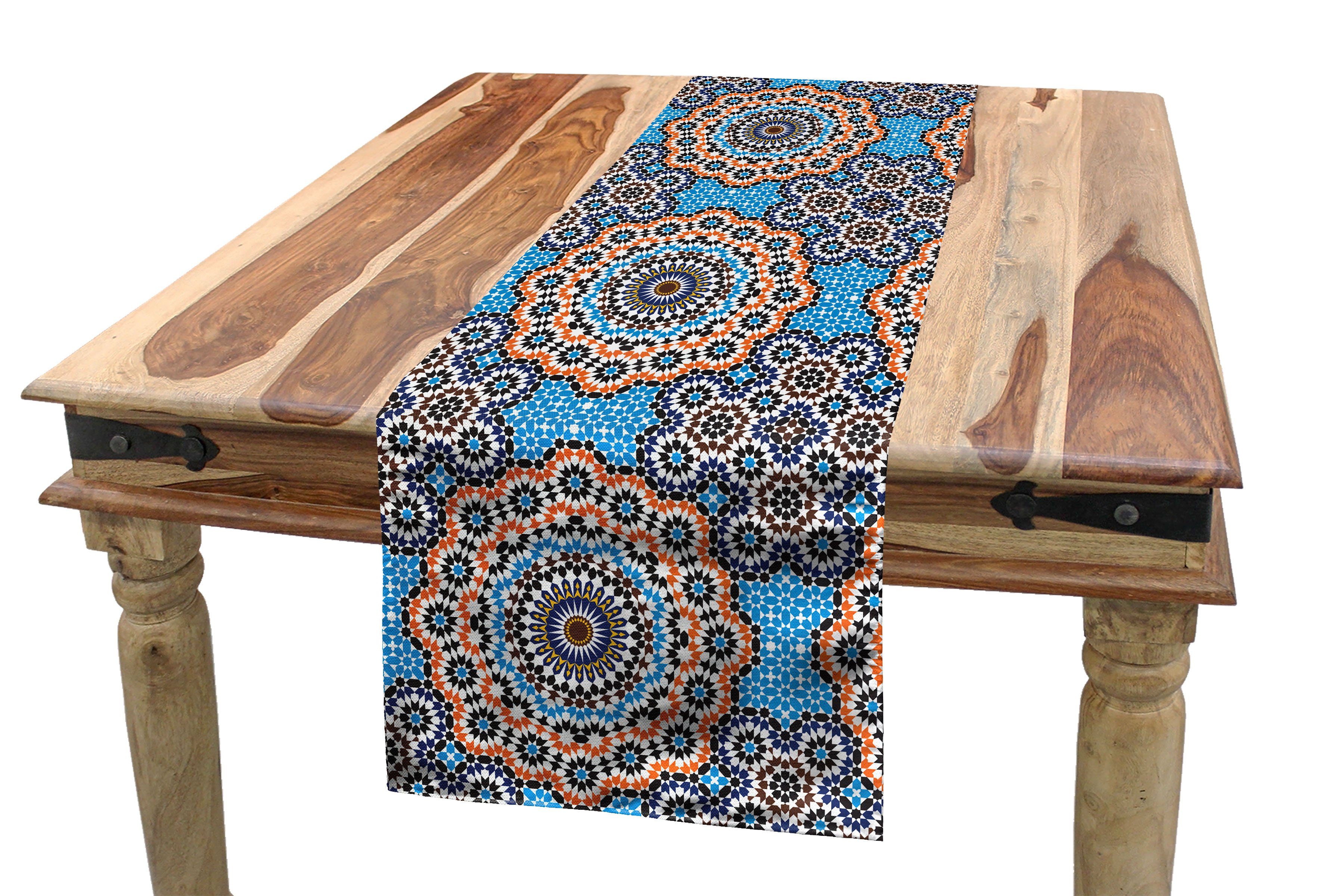Abakuhaus Tischläufer Esszimmer Küche Rechteckiger Dekorativer Tischläufer, Marokkanisch Marokkanische Keramik-Fliese