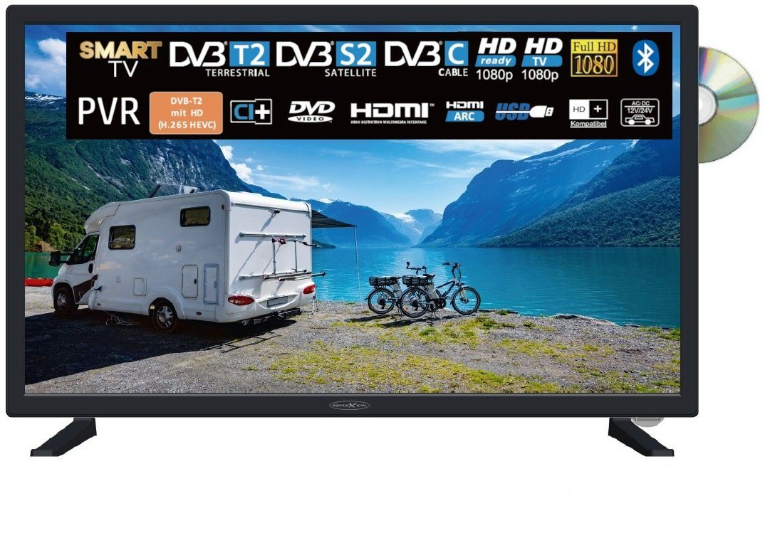Reflexion LDDW27i+ LED-Fernseher (69,00 cm/27 Zoll, Full HD, Smart-TV,  Camping Fernseher, 12/24 Volt, Bluetooth, mit integriertem DVD-Player)