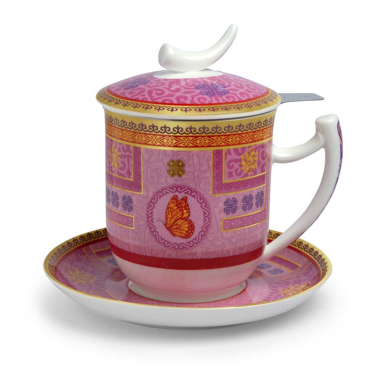 TeaLogic Tasse Tilly Teetasse mit Untertasse, Sieb und Deckel Fine Bone China 0,35 L, 1-tlg.