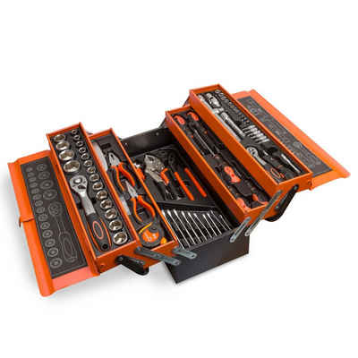 hanSe® Werkzeugset hanSe Werkzeugkoffer gefüllt 85-teilig, Profi Werkzeuge aus Chrom, in einer Metallkiste
