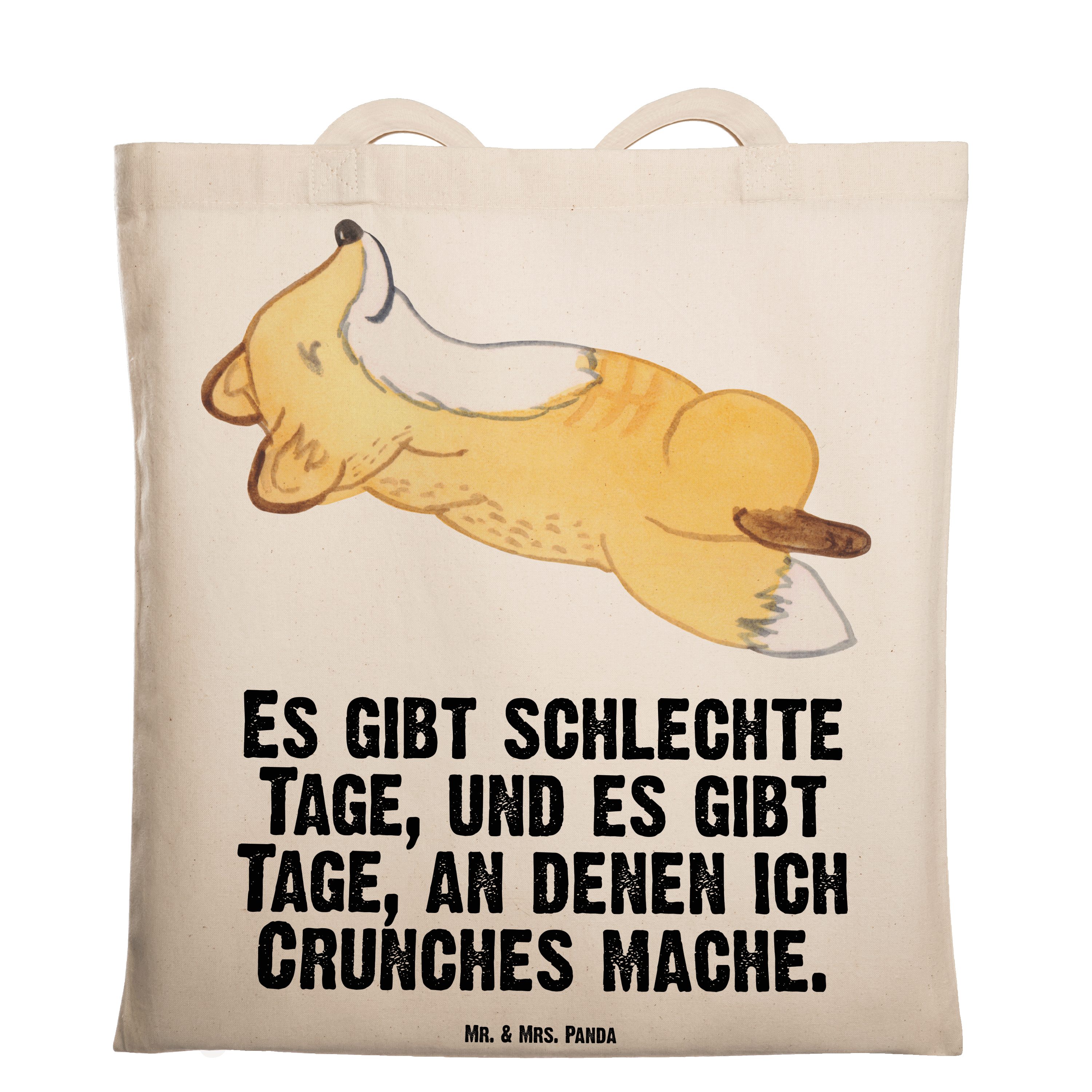 Mr. & Mrs. Panda Tragetasche Fuchs Crunches Tage - Transparent - Geschenk, Danke, Auszeichnung, Be (1-tlg)