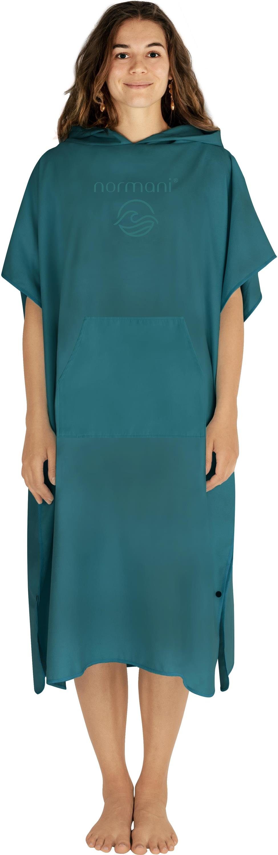 normani Badeponcho Damen Mikrofaser Badeponcho Nosara, Midilänge, Polyester, Kapuze, Schlupf, Surfer Poncho + Badetuch aus recyceltem Material