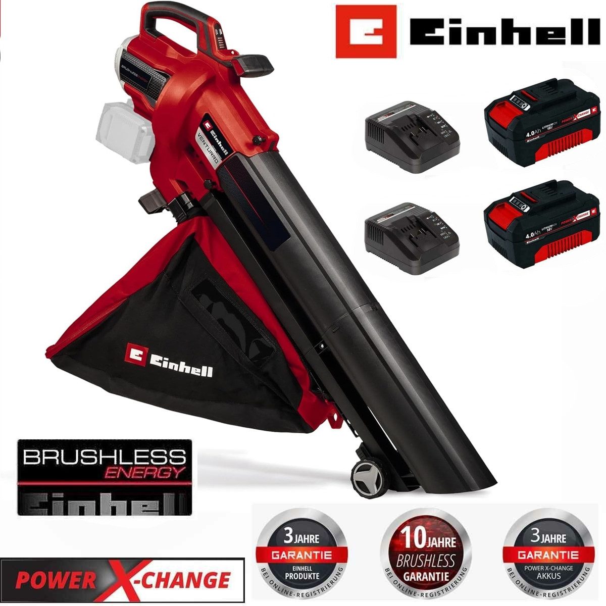 Einhell Akku-Laubsauger 36V Воздуходувка Bläser VENTURRO 36/240 2x 18V Akku 4.0 Ah 2x Ladegerät