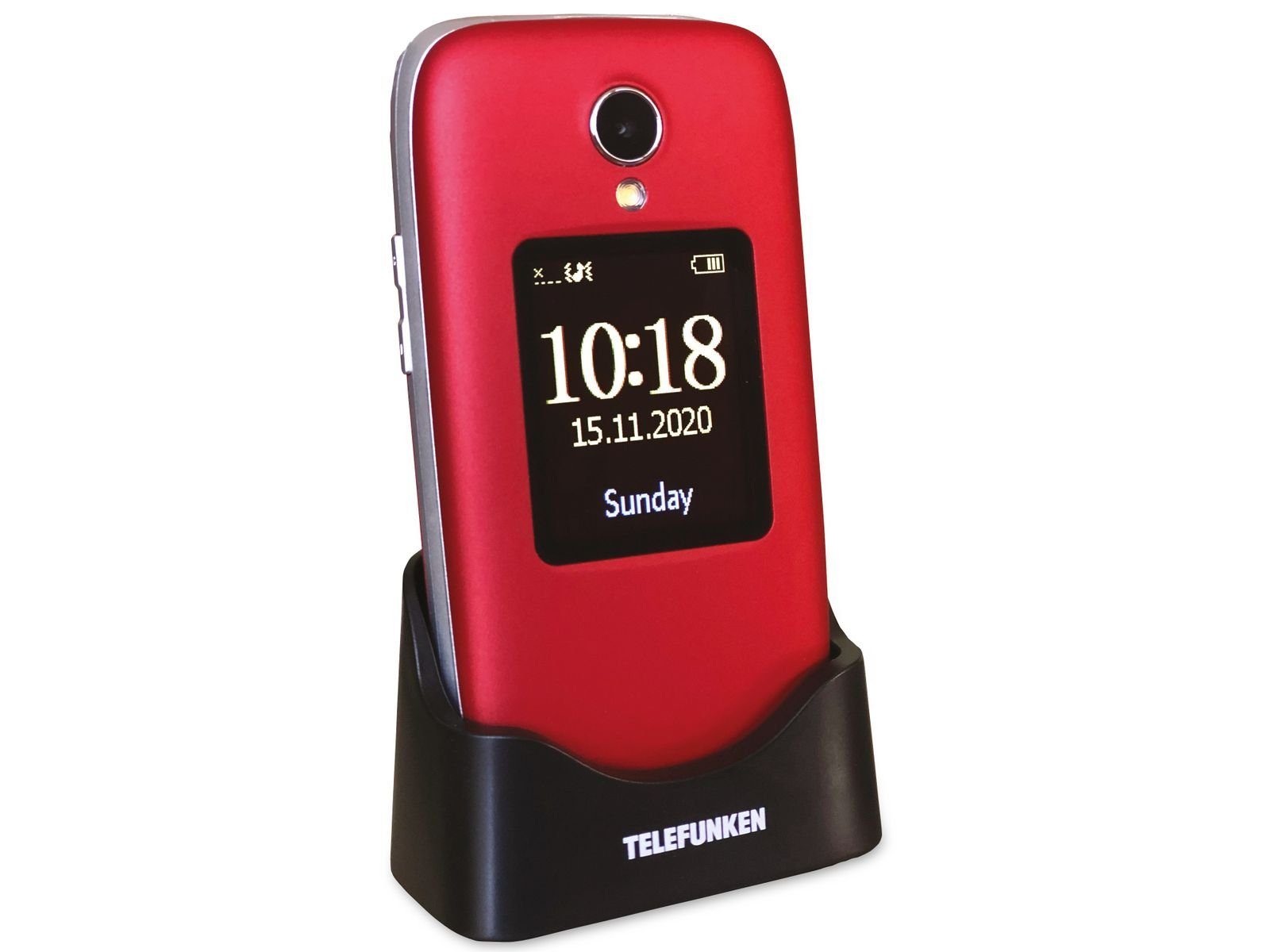 Telefunken S560 rot Seniorenhandy Speicherplatz) 64 Zoll, Ladestation SOS-Taste Klapptelefon 64GB UKW GB (2,8