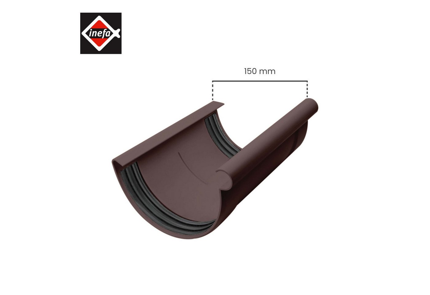 Thumbnail - INEFA Dachrinne Rinnenverbinder halbrund, NW 150, Dachrinnenverbinder aus PVC-U Kunststoff, einfache Montage