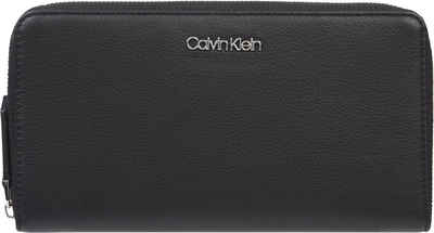 Calvin Klein Geldbörse CK MUST Z/A WALLET XL, mit silberfarbenen Details Damenbörse Geldbeutel Portemonnaie lang