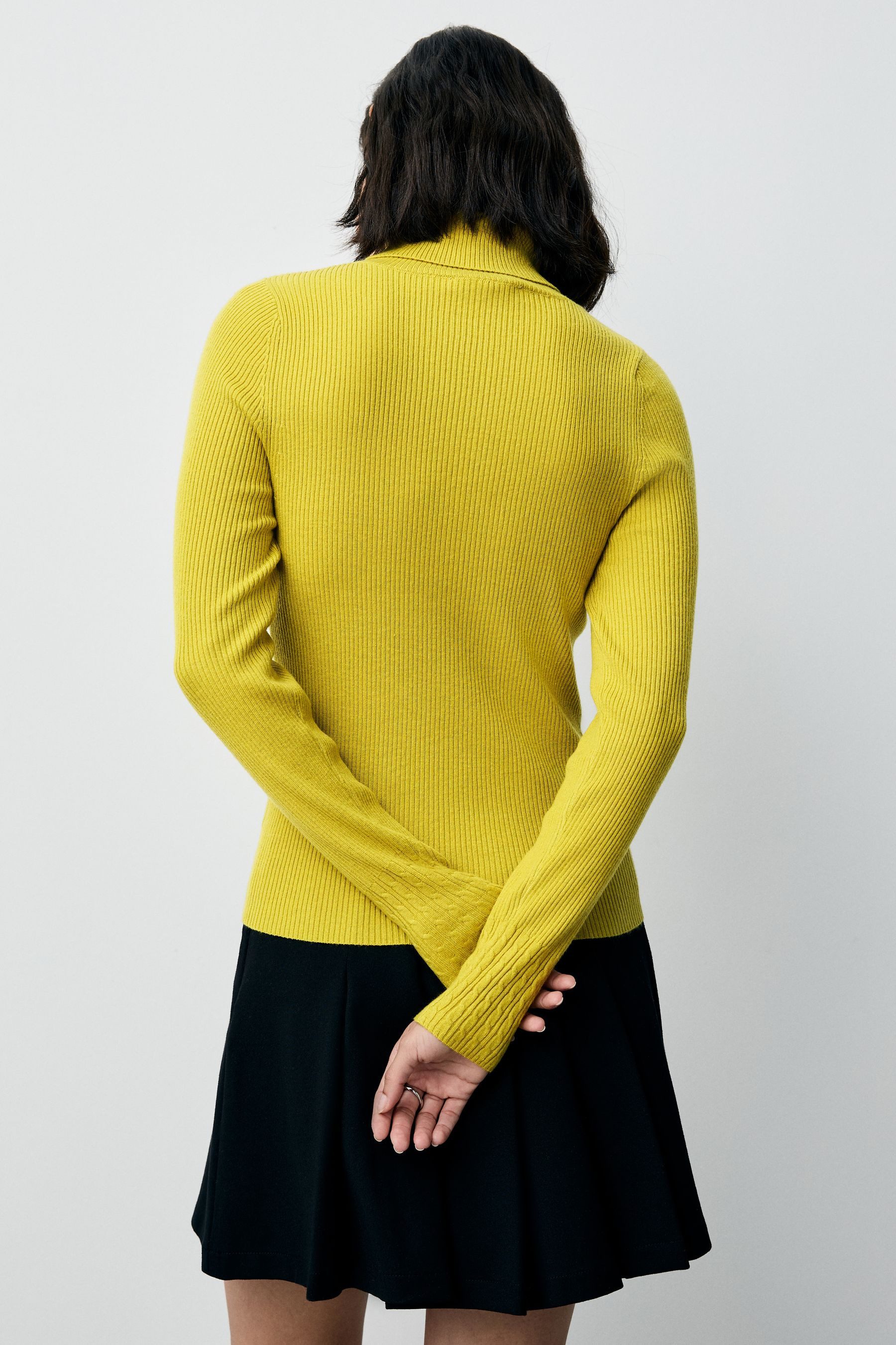 Next Strickpullover Gerippter Rollkragenpullover mit Wollanteil günstig online kaufen