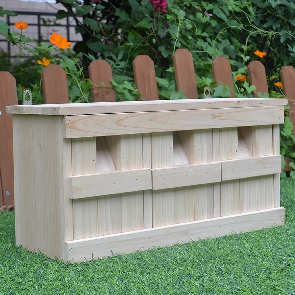 Mucola Nistkasten Nistkasten Vogelhaus 3 Nistkammern Spatzenvilla Holz Sperling Spatzen, Maße: ca. 44 x 15,5 x 21,5 cm (BxTxH)