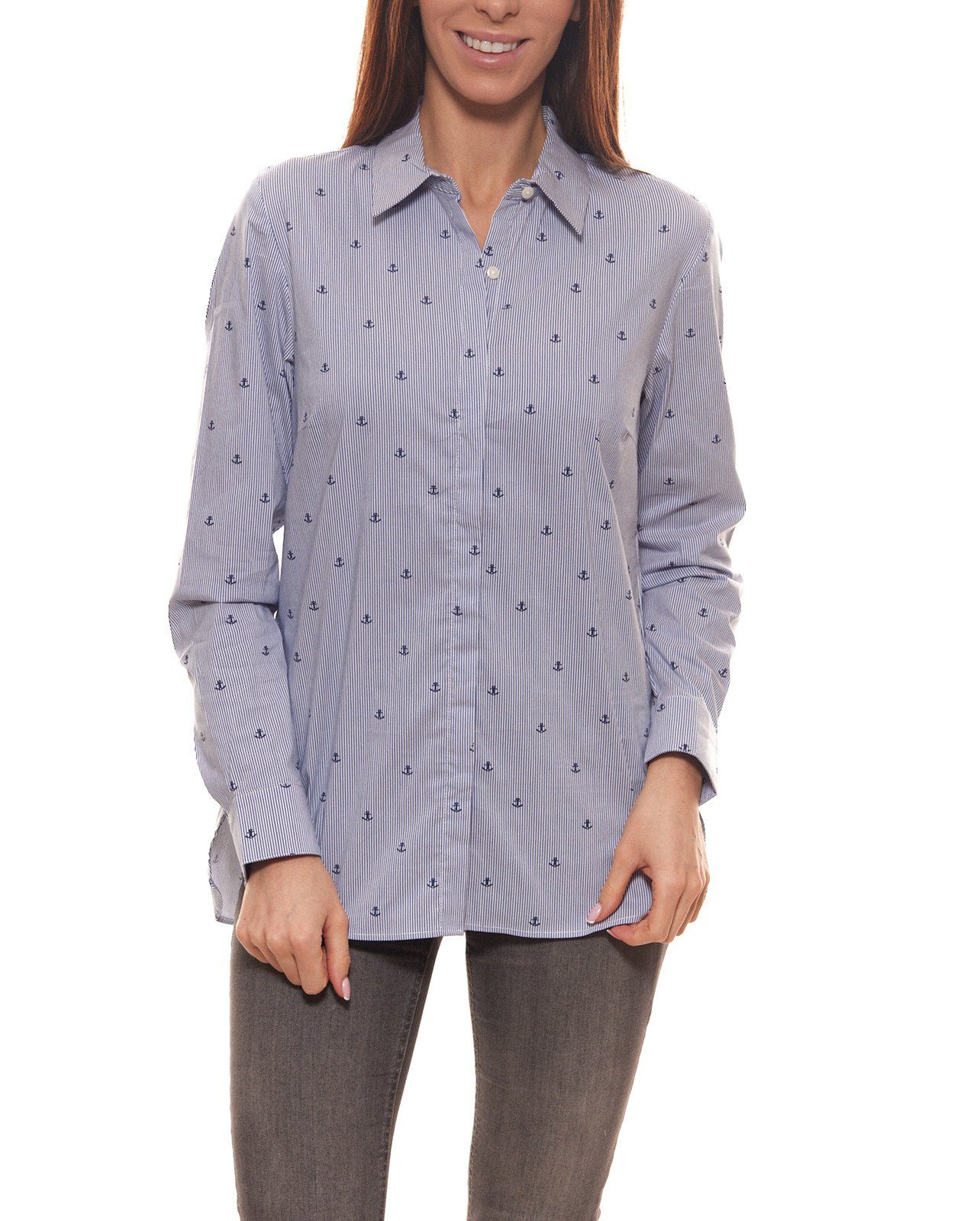 Olsen Hemdbluse »olsen Streifen-Bluse klassische Damen Hemd-Bluse mit  verdeckter Knopfleiste Business-Bluse Blau« online kaufen | OTTO