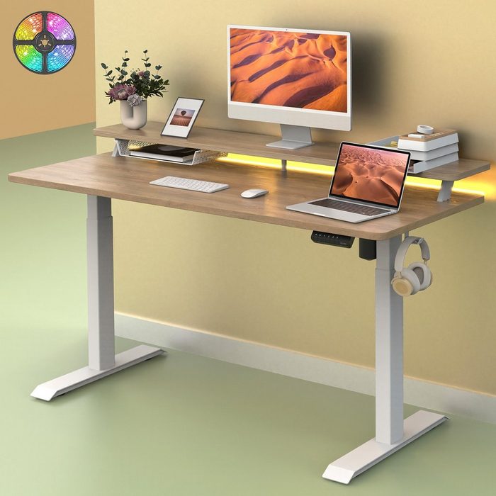 Fenge Schreibtisch mit LED-Beleuchtung (Sitz Steh Stehpult)