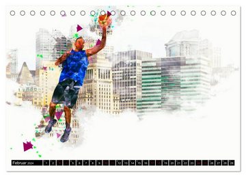 CALVENDO Wandkalender Basketball Art (Tischkalender 2024 DIN A5 quer)