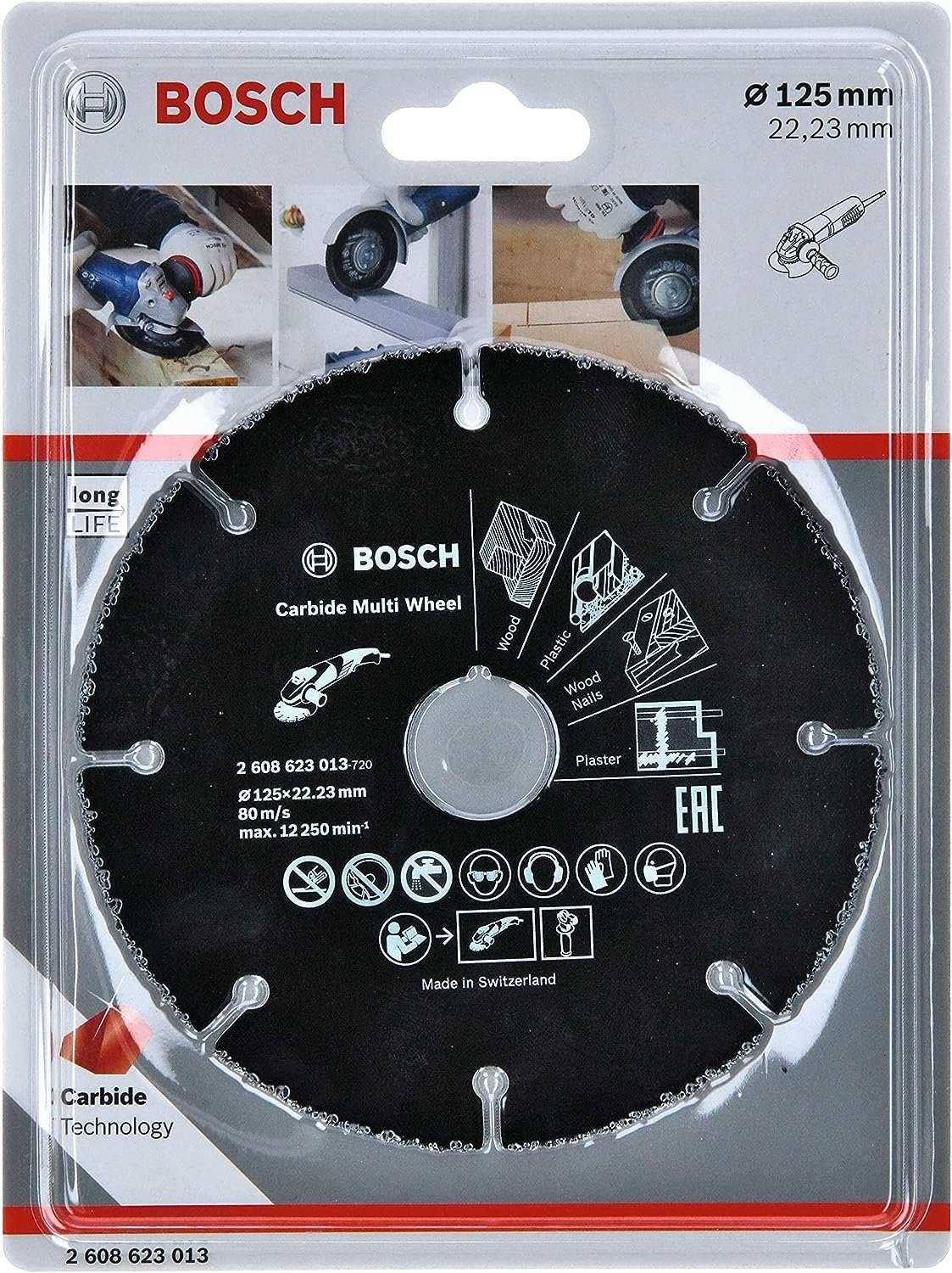 BOSCH Diamanttrennscheibe Trennscheibe Hartmetall Multi Wheel 125 mm x 22,23 für Holz KS und TB
