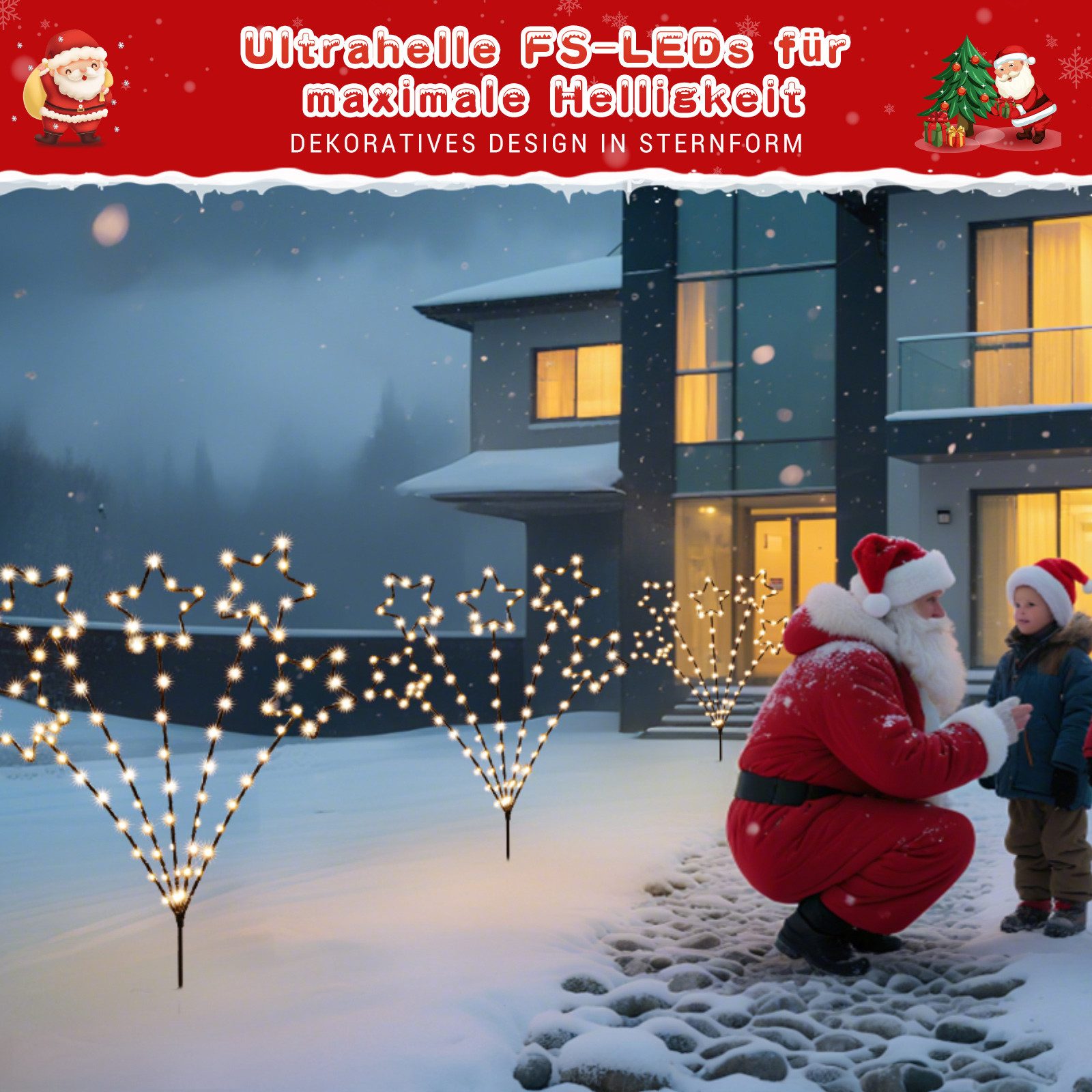 Elegear LED-Lichterkette Weihnachtsdeko Gartenstecker mit Timer, Weihnachts günstig online kaufen