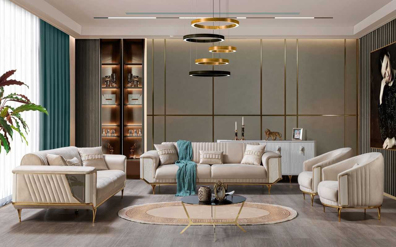 Xlmoebel Polstergarnitur Luxus Sofagarnitur 3+3+1 Polster Möbel Dreisitzer Set Sofort, (3-tlg), Made in Europa