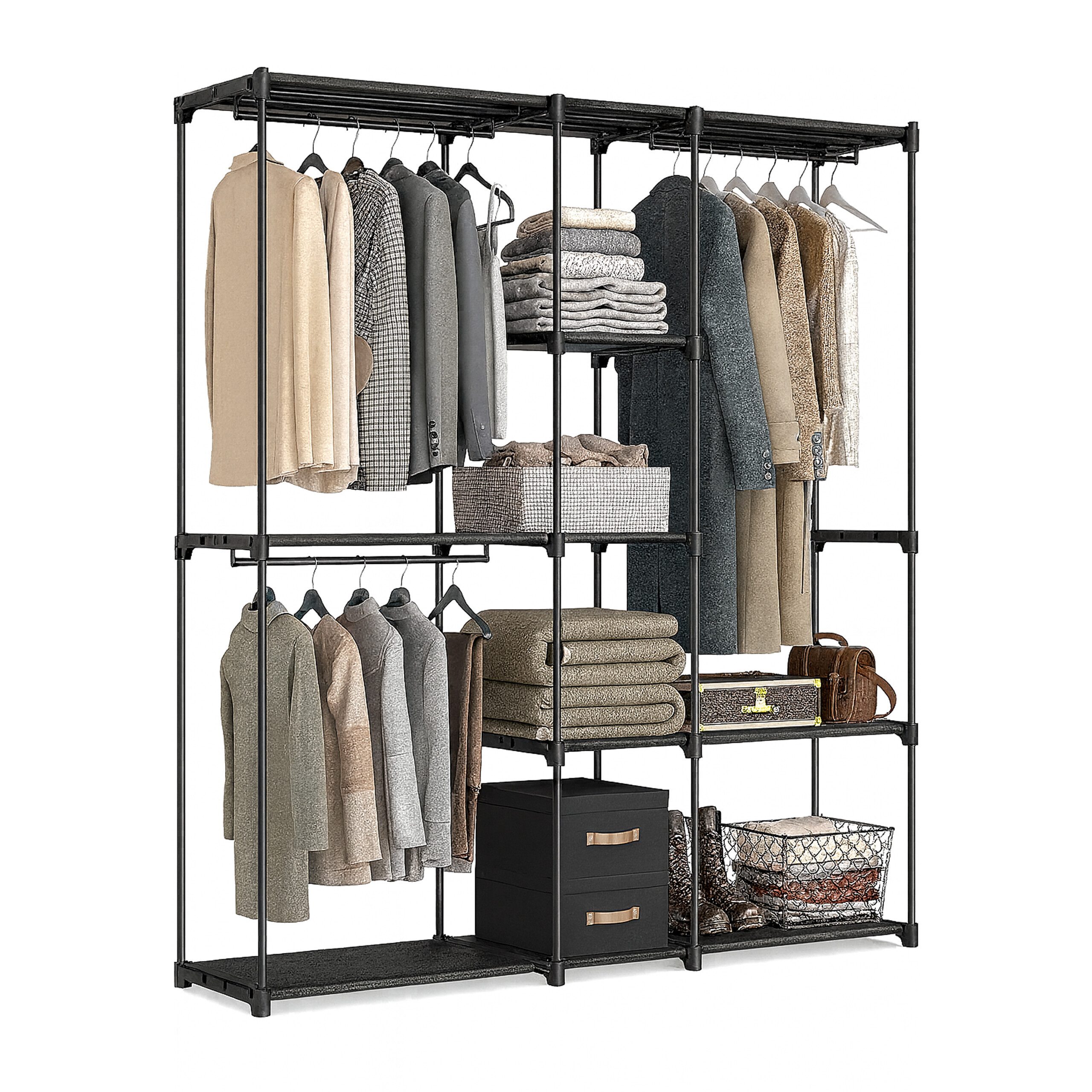 relaxdays Standregal Offene Garderobe, schwarz günstig online kaufen
