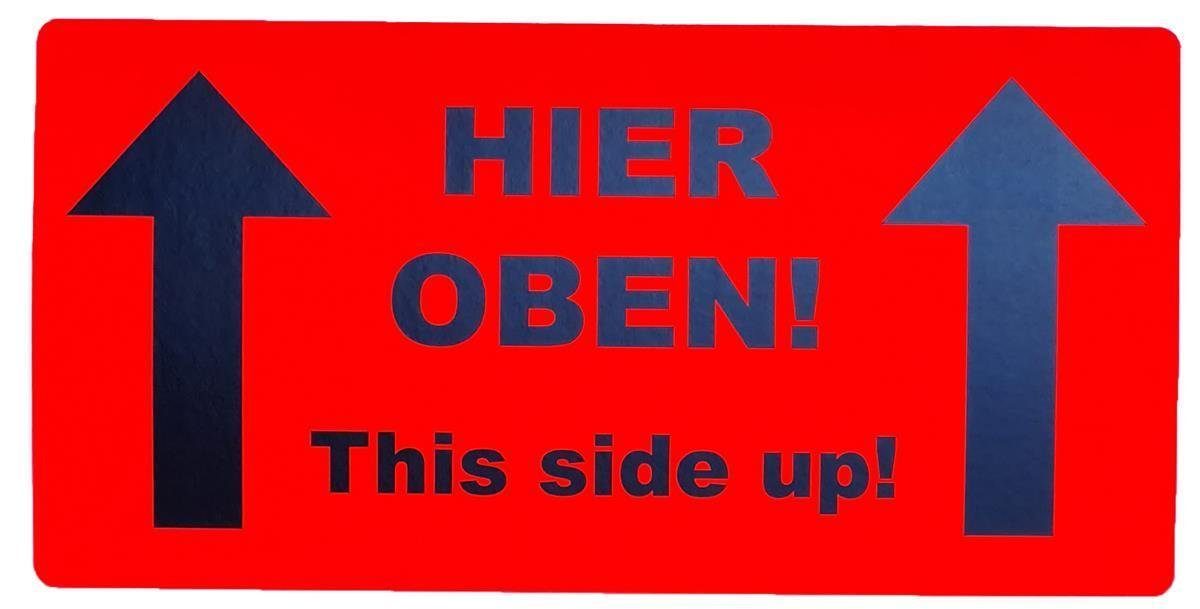 varivendo Etikett 50 Hinweisetiketten Hier oben Versandetiketten Rot 100x50mm, Warnaufkleber Versandaufkleber Versandetiketten