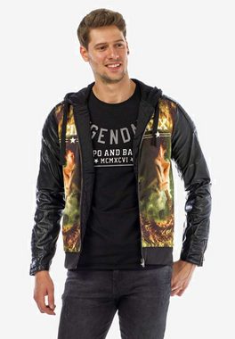 Cipo & Baxx Outdoorjacke mit Leder-Optik-Ärmeln