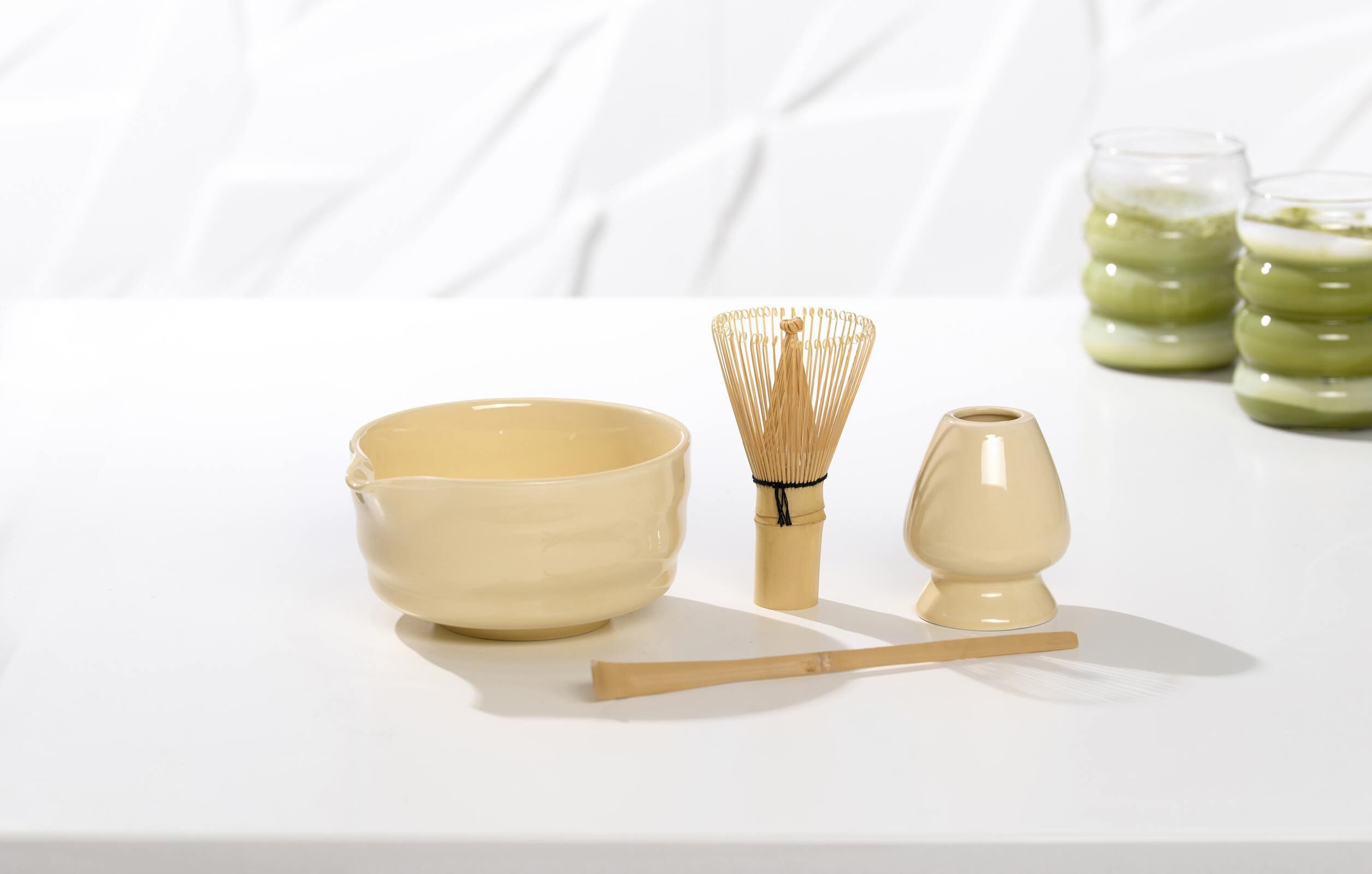 Ritzenhoff & Breker Schale Zen Matcha-Set 4er Set, Glas, Steingut, (4-tlg)