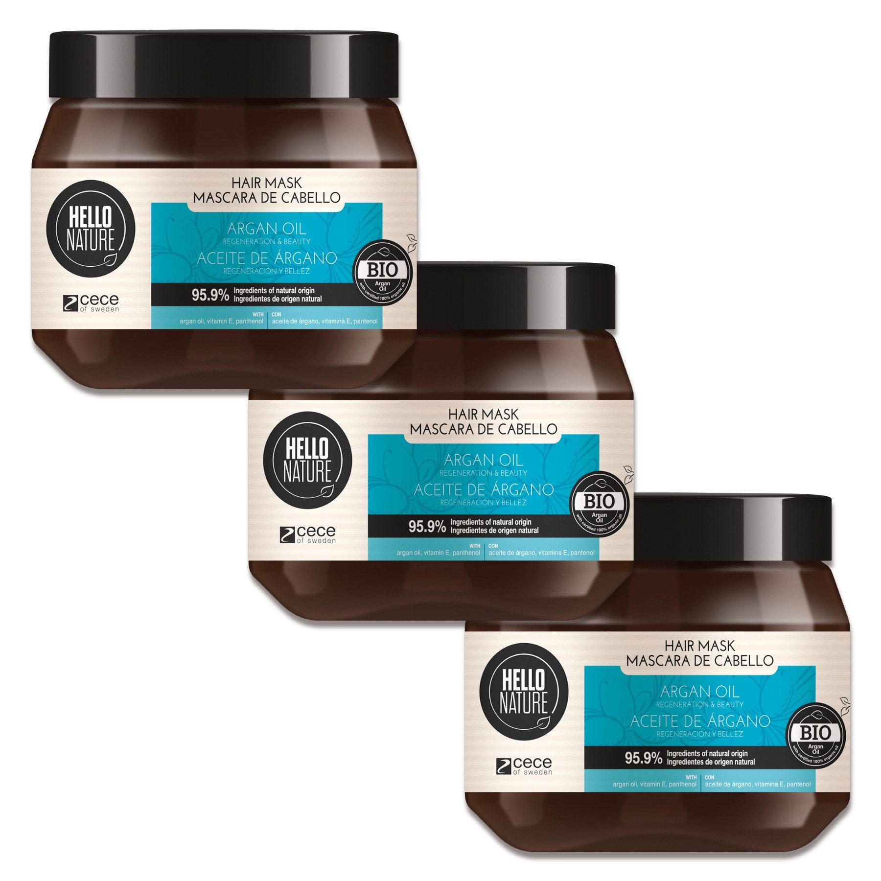 Hello Nature Haarmaske Haar Repair Intensivpflege Tiefenregeneration Argnöl, 3-tlg., Haarmaske, Haarpflege, Hello Nature, Haarkur, Arganöl