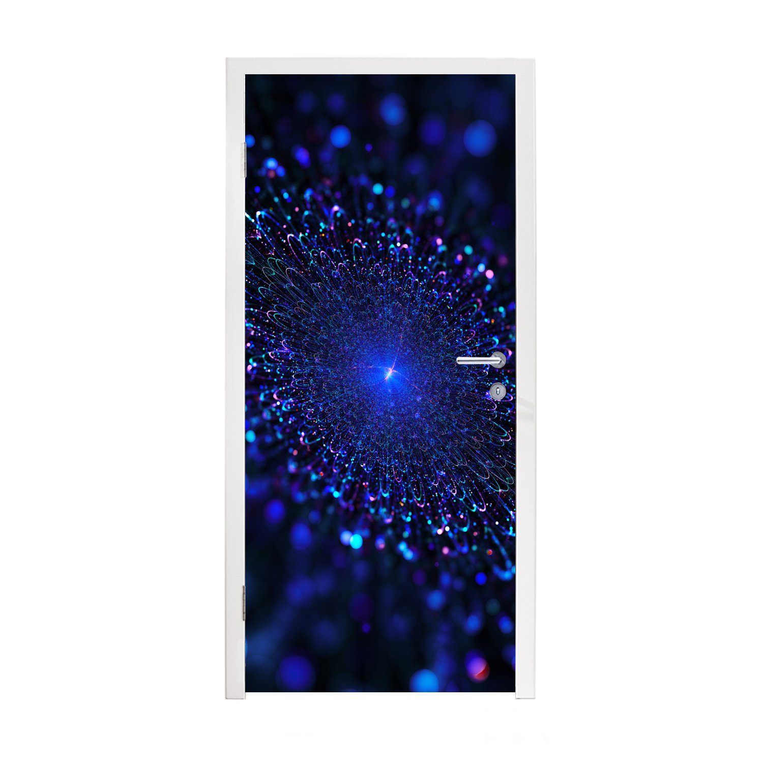 St), Fototapete Türaufkleber, MuchoWow Tür, Matt, für Blaues Türtapete 75x205 Glühen einer (1 cm bedruckt, Blume,