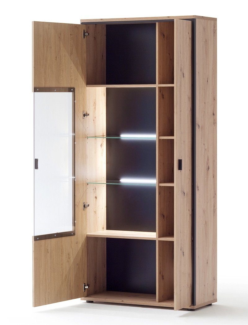 4x + 2x montiert olive Mendoza (Spar-Set, 10-St), anthrazit Stühle 140, Wohnzimmer-Set Balkeneiche Chenille-Optik expendio