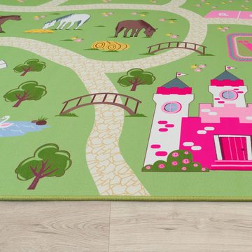 Kinderteppich Bino 560, Paco Home, rechteckig, Höhe: 4 mm, Kurzflor, Straßen-Spiel-Teppich, Motiv Bauernhof, Kinderzimmer