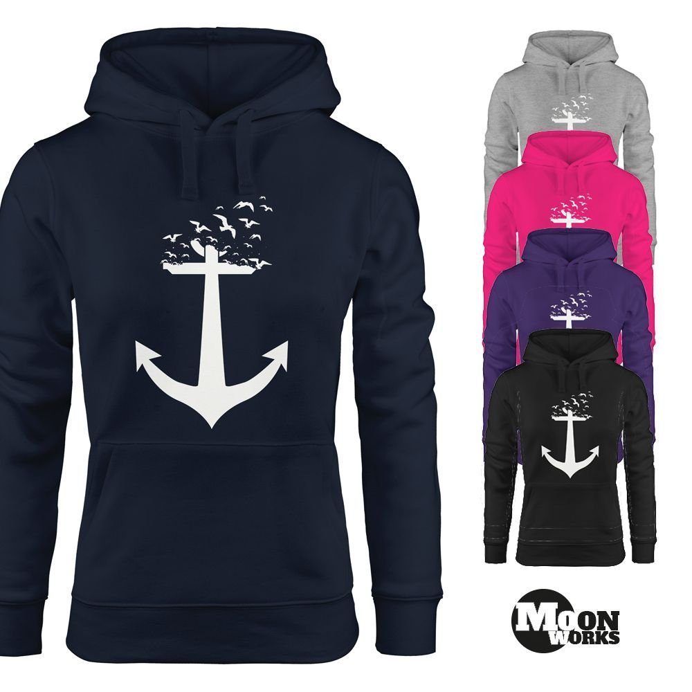 MoonWorks Hoodie Hoodie Damen Anker Vögel Anchor Birds Sweatshirt Kapuzenpu günstig online kaufen