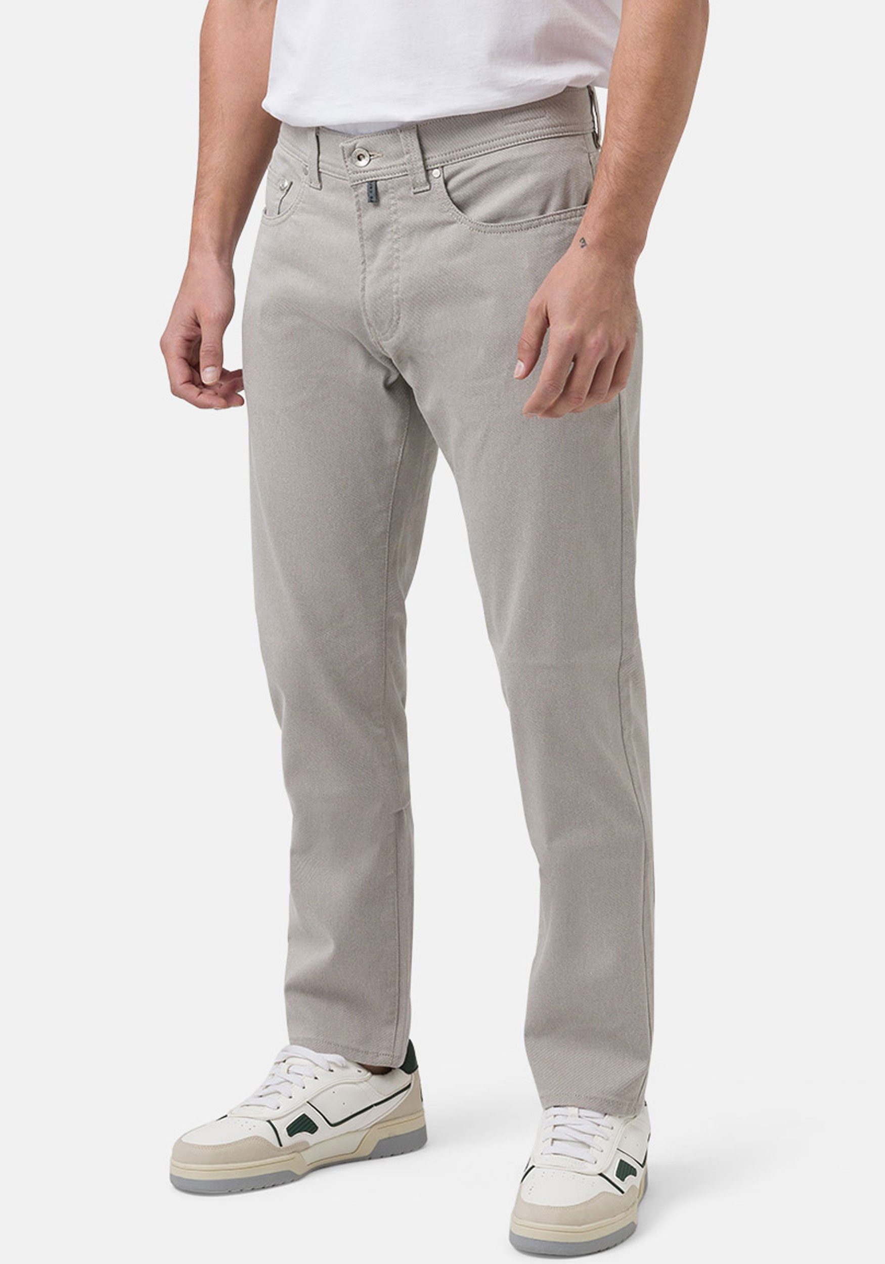 Pierre Cardin 5-Pocket-Hose Lyon Tapered Baumwoll-Flachgewebe mit feiner Struktur