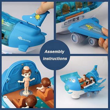 autolock Spielzeug-Flugzeug Elektrisches Flugzeugspielzeug,drehbares Flugzeug mit Licht, Musikeffekten,360-Grad-Drehung und Automatisch öffnender Schale