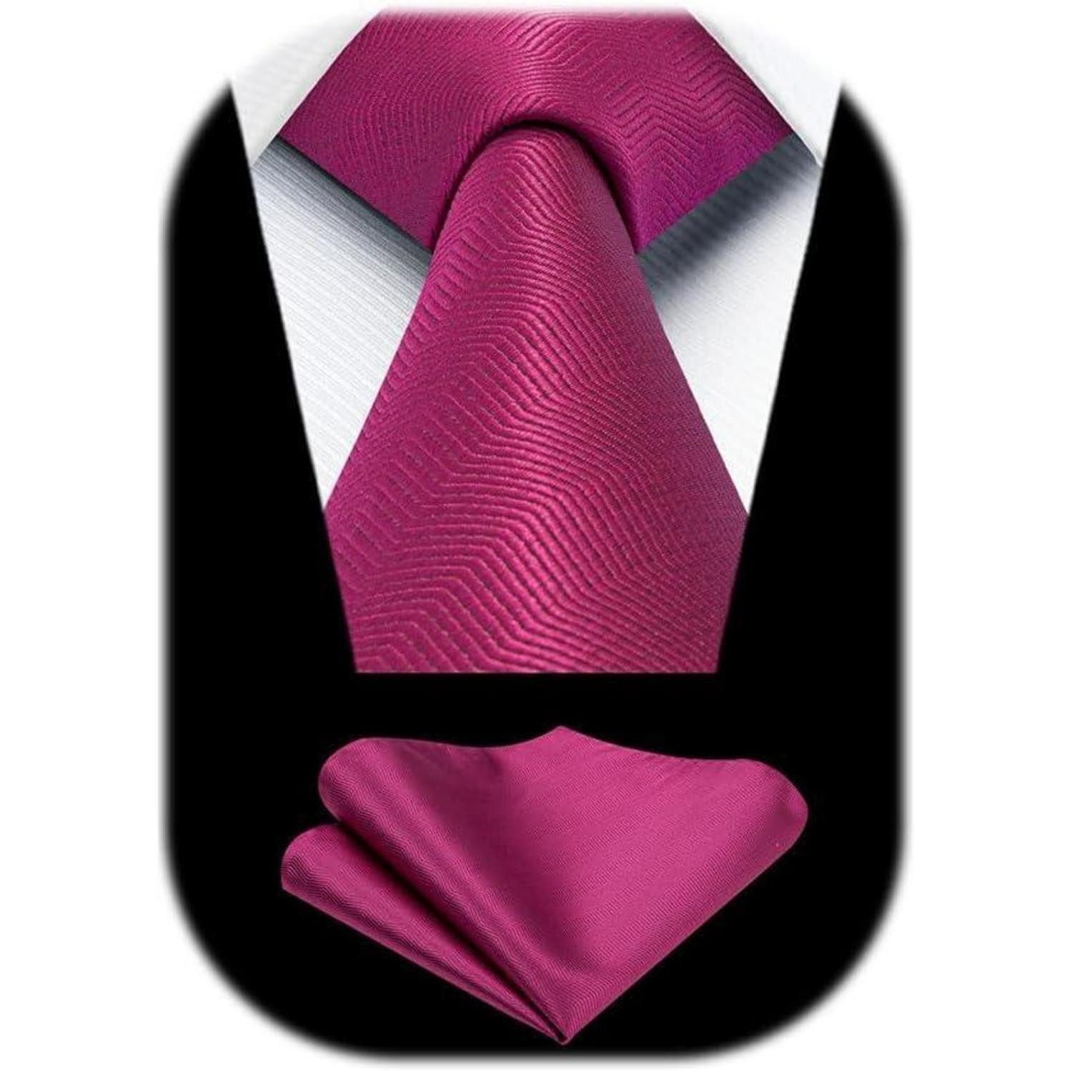 LuxusKollektion Krawatte Krawatte Herren Einstecktuch Set Hochzeit Einheitsgröße Fuchsia Rosa