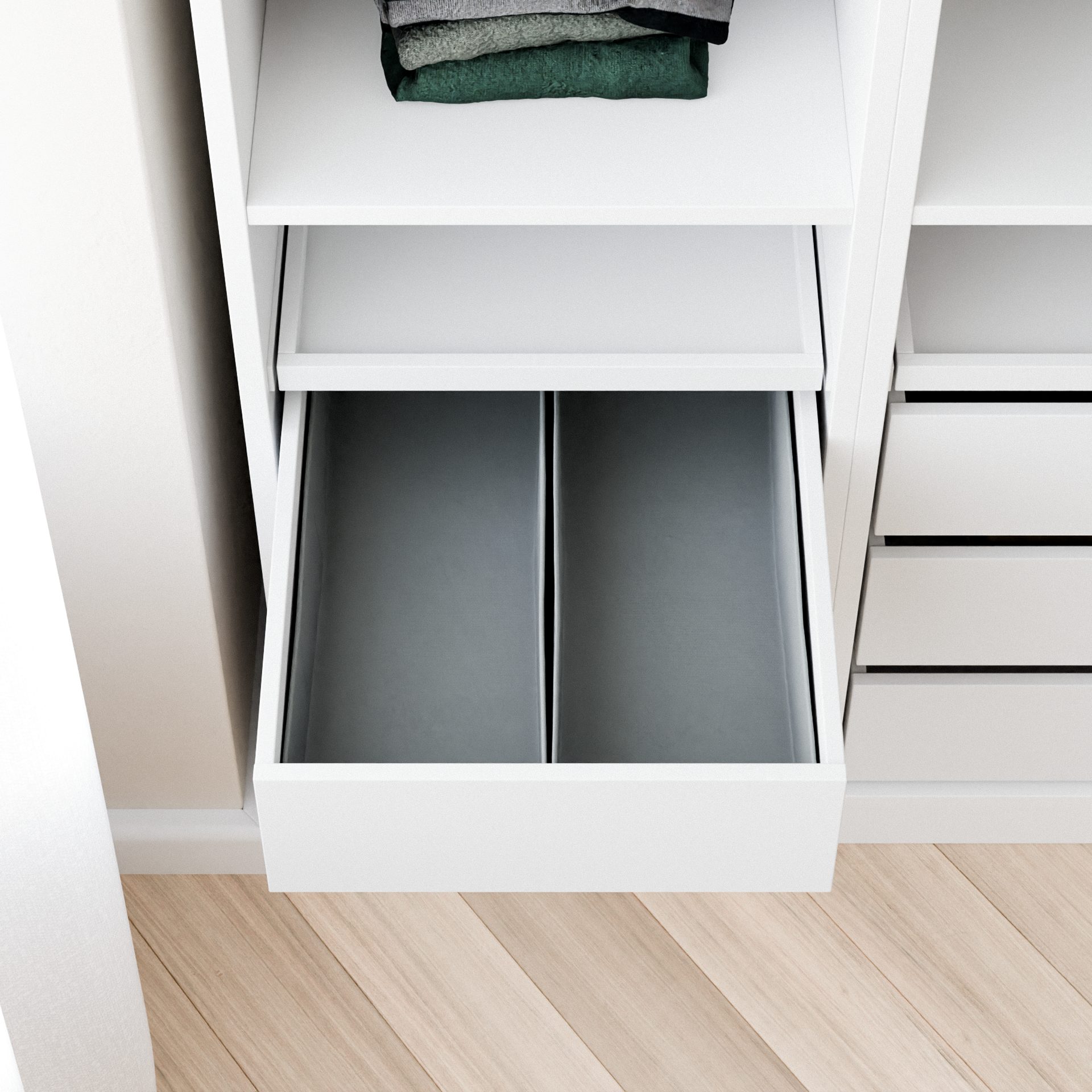 Clutter Cover Organizer für PAX Schrank (4er-Set Boxen für Komplement Schublade)