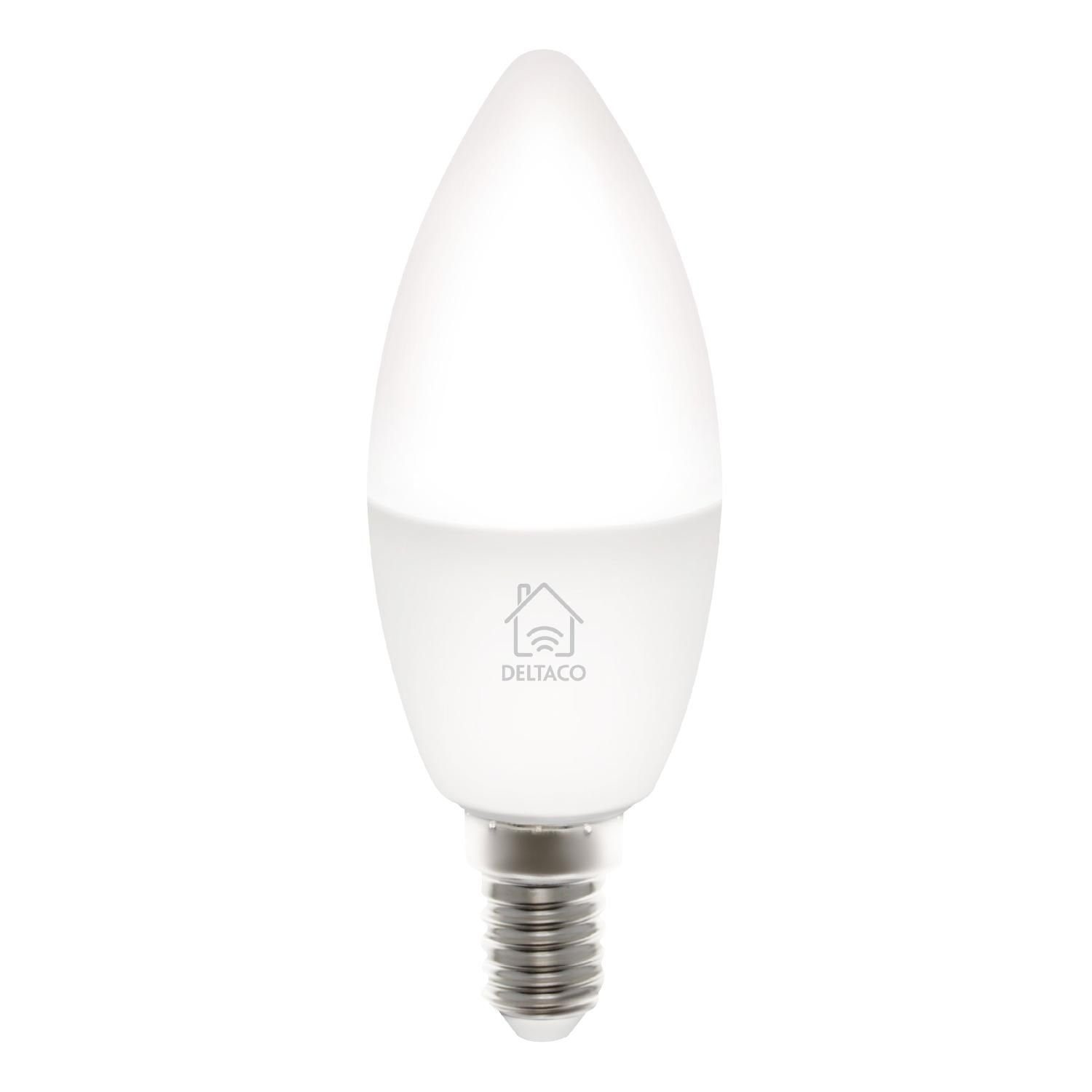LED E14 Jahre Smarte 5 inkl. Lampe DELTACO E14 HOME LED-Leuchtmittel SMART Herstellergarantie LED TUYA Sprachsteuerung Kerze Sockel, für