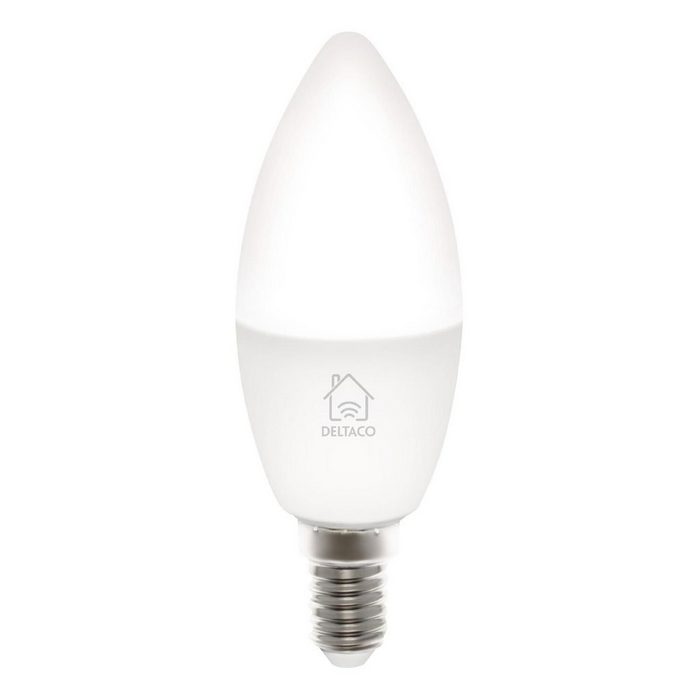 DELTACO SMART HOME Smarte E14 LED Kerze LED Lampe (TUYA Sprachsteuerung für E14 Sockel Farbtemperatur 2700 K-6500 K 5 Watt Leistung) LED-Leuchtmittel