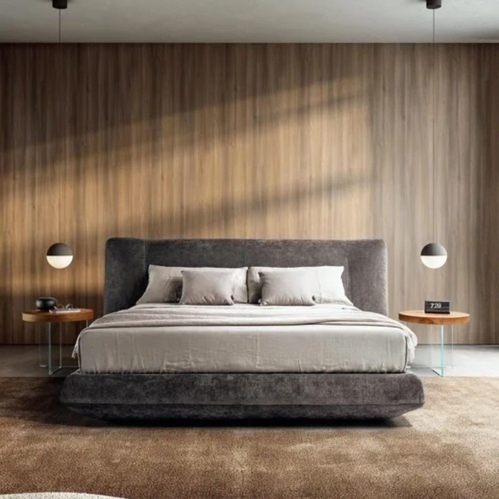 JVmoebel Bett JVMoebel Graues Designer Schlafbett aus Holzwerkstoff (1-tlg), Made in Europa