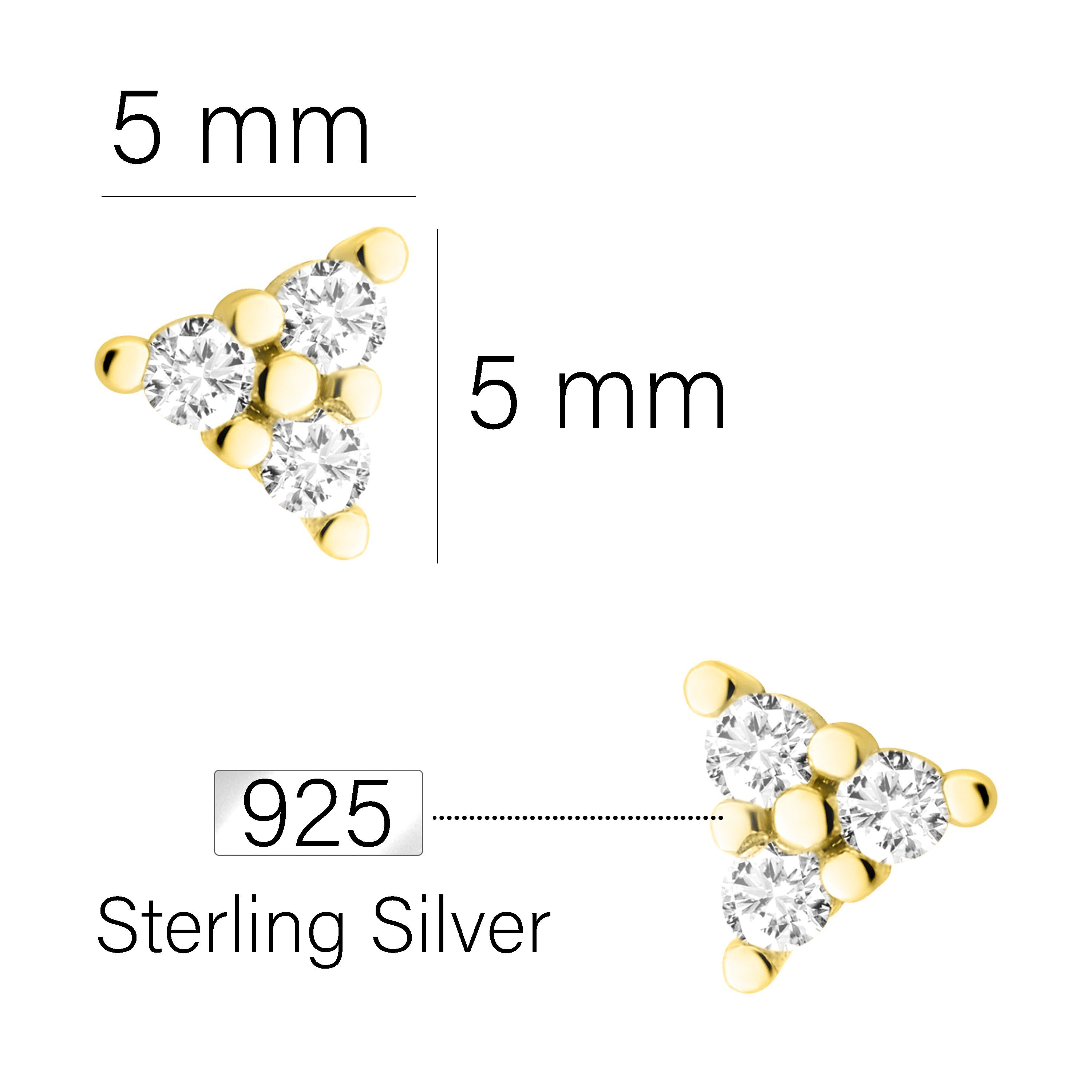 Schmuck gold Paar Damen Silber 925 Dreieck, Ohrstecker Milani Sofia