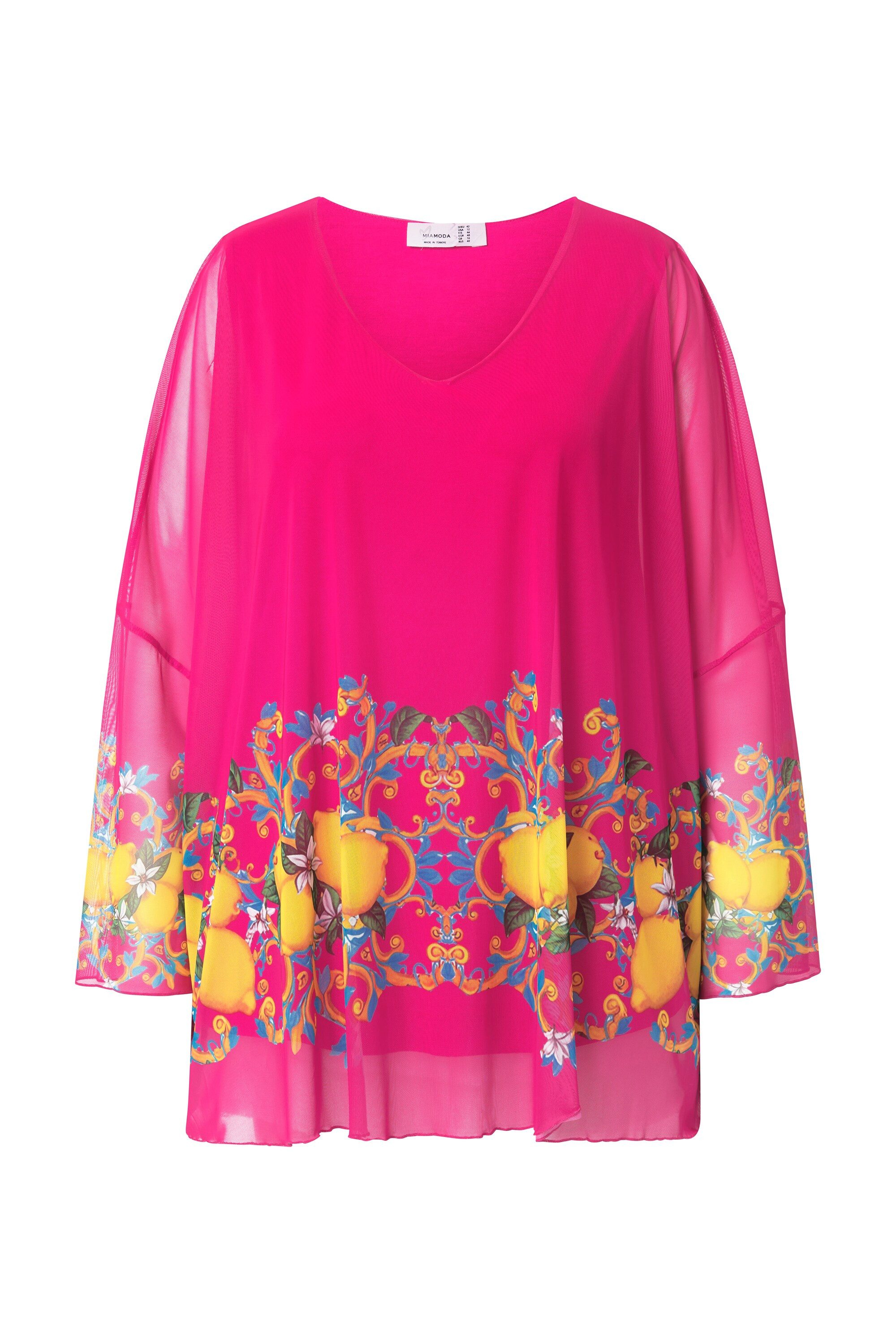 MIAMODA Druckbluse Meshbluse oversized Zitronen-Bordüre günstig online kaufen