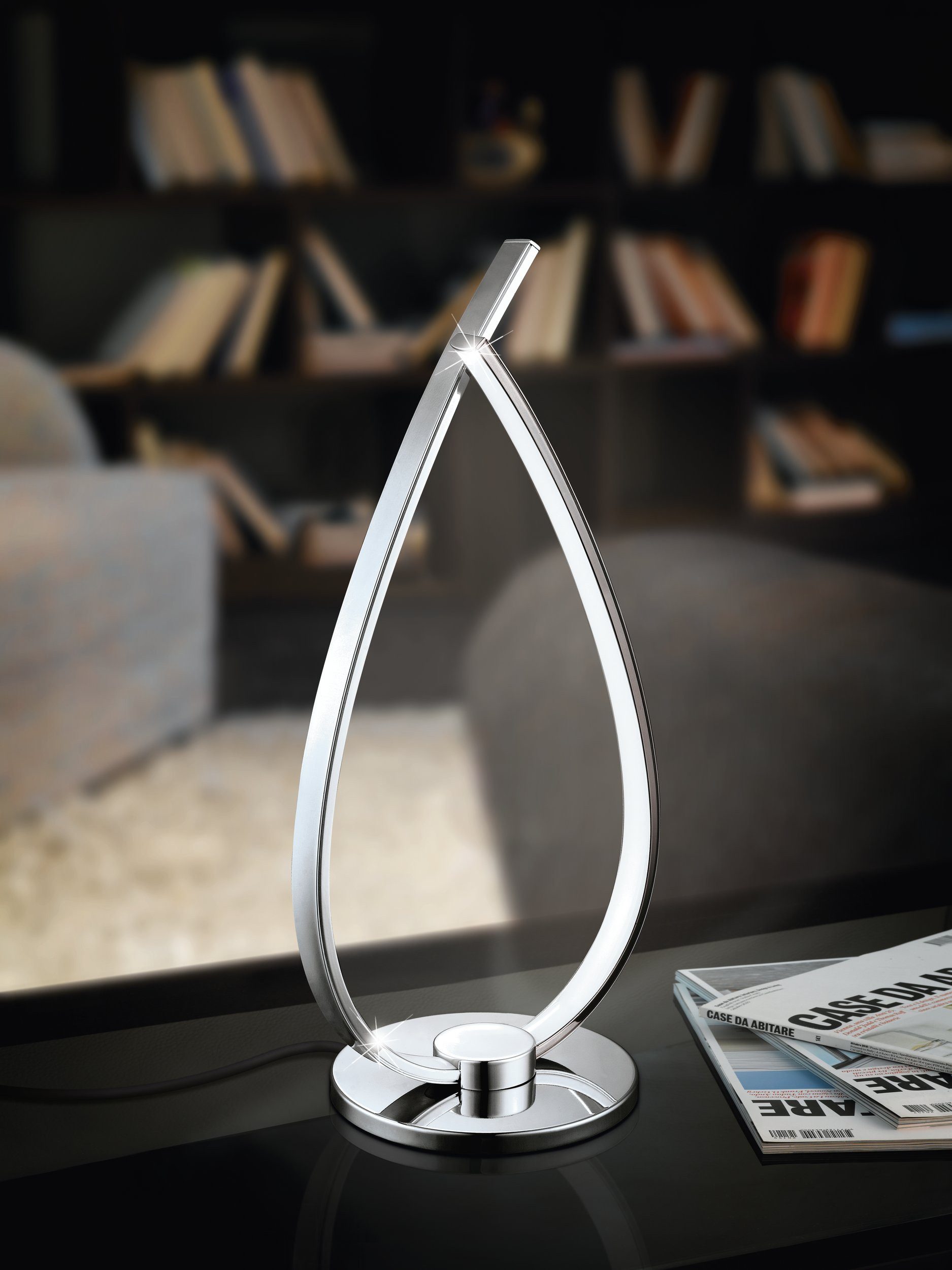 EGLO LED Tischleuchte Roncade, Leuchtmittel inklusive, Tischleuchte - L19,5 x B15 x H33,5 cm - chrom - 10,6W inkl.