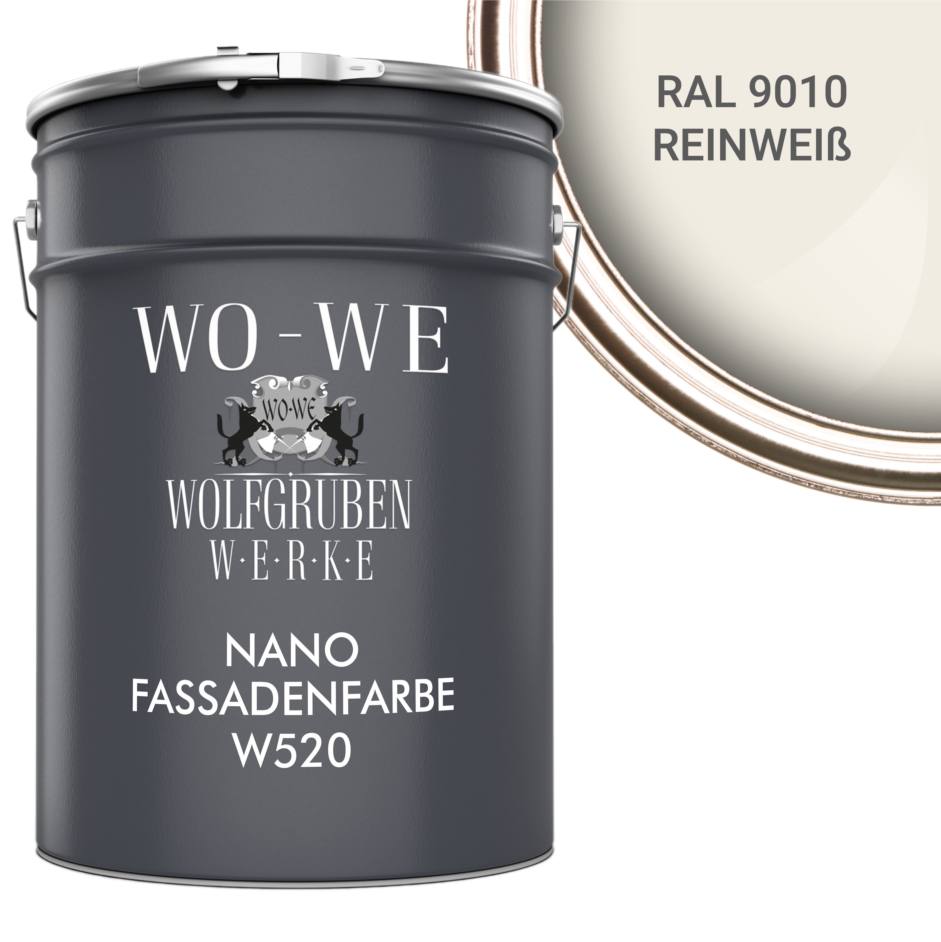 WO-WE Fassadenfarbe Nano Fassadenfarbe Außen Mauerfarbe Aussenfarbe W520, 0,75-20L, Hausfassaden