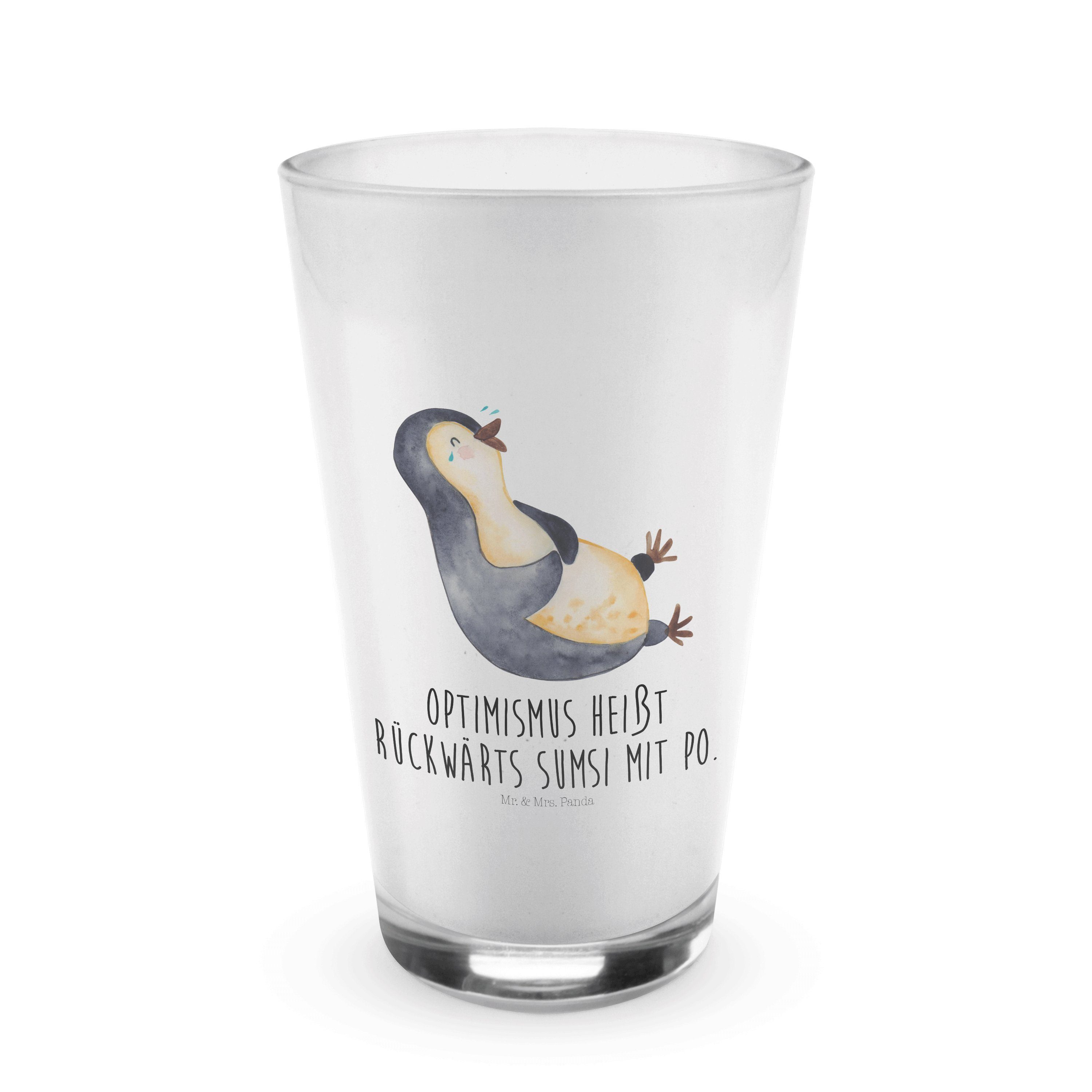 lachend - lustiger Transparent Panda Glas - Mrs. Premium Geschenk, Mr. Spruch, & Glas Pinguin Cappuccino,