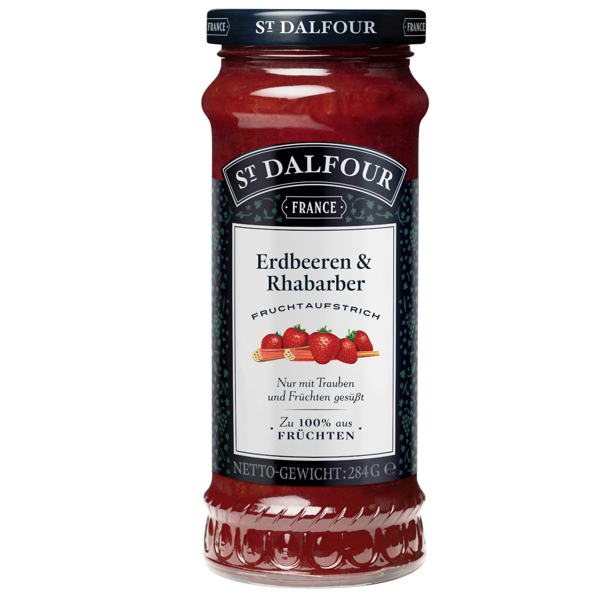 ST DALFOUR Fruchtaufstrich, St. Dalfour Fruchtaufstrich Erdbeeren und Rhabarber Konfitüre 284g