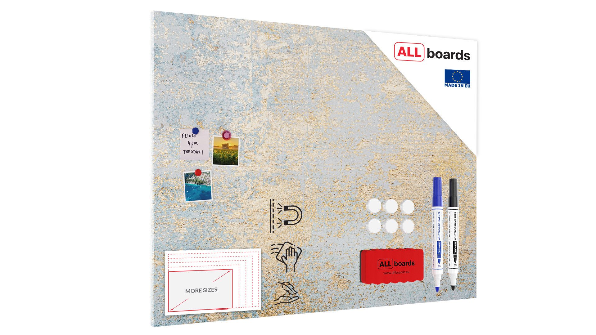 ALLboards Tafel Metallische Magnettafel, MetalBoard, GOLDENER BETON