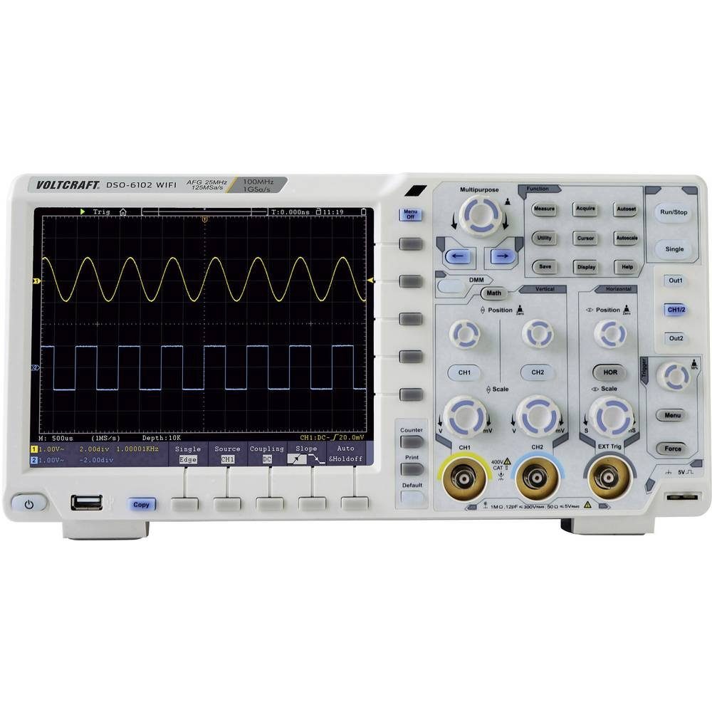 VOLTCRAFT Multimeter Digitales Speicheroszilloskop DSO-6102 WIFI, Funktionsgenerator, Multimeter-Funktionen, Digital-Speicher (DSO)