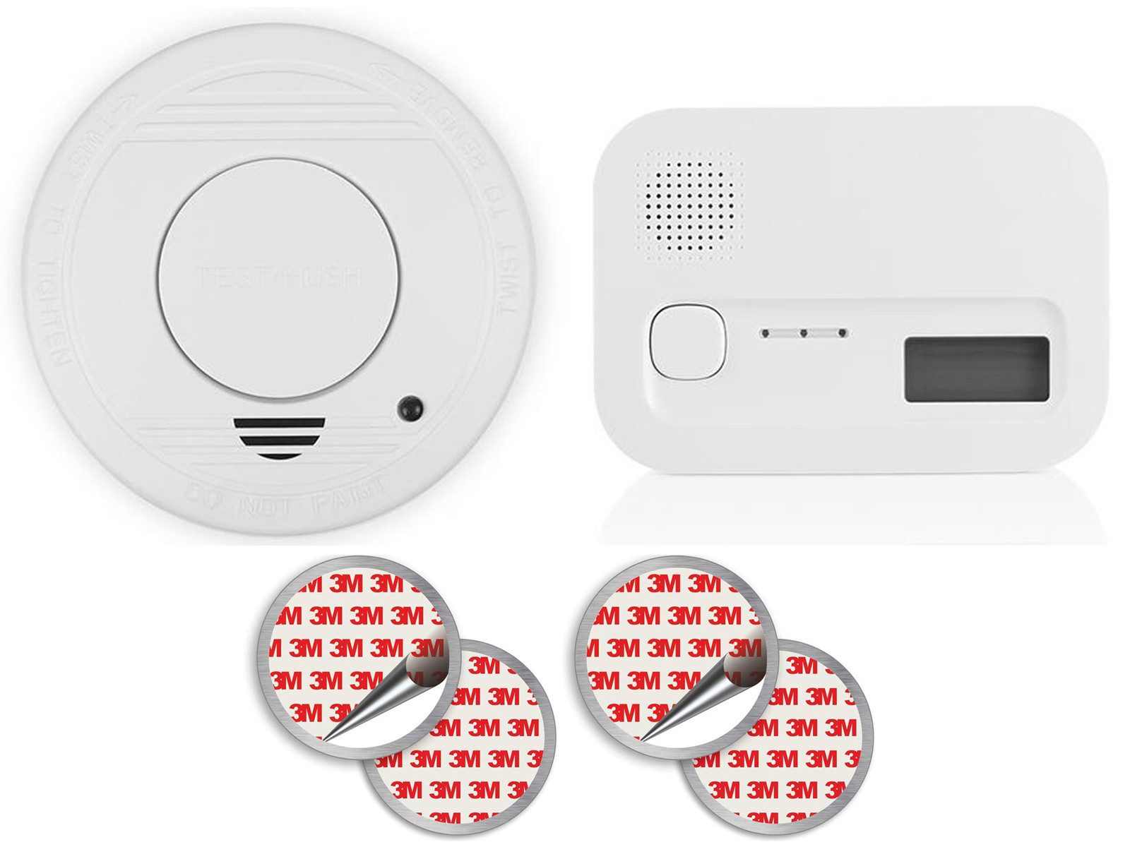 smartwares Rauchmelder (und Kohlenmonoxid-Melder Set, mit Batterie, Magnet-und Klebe-Halter)