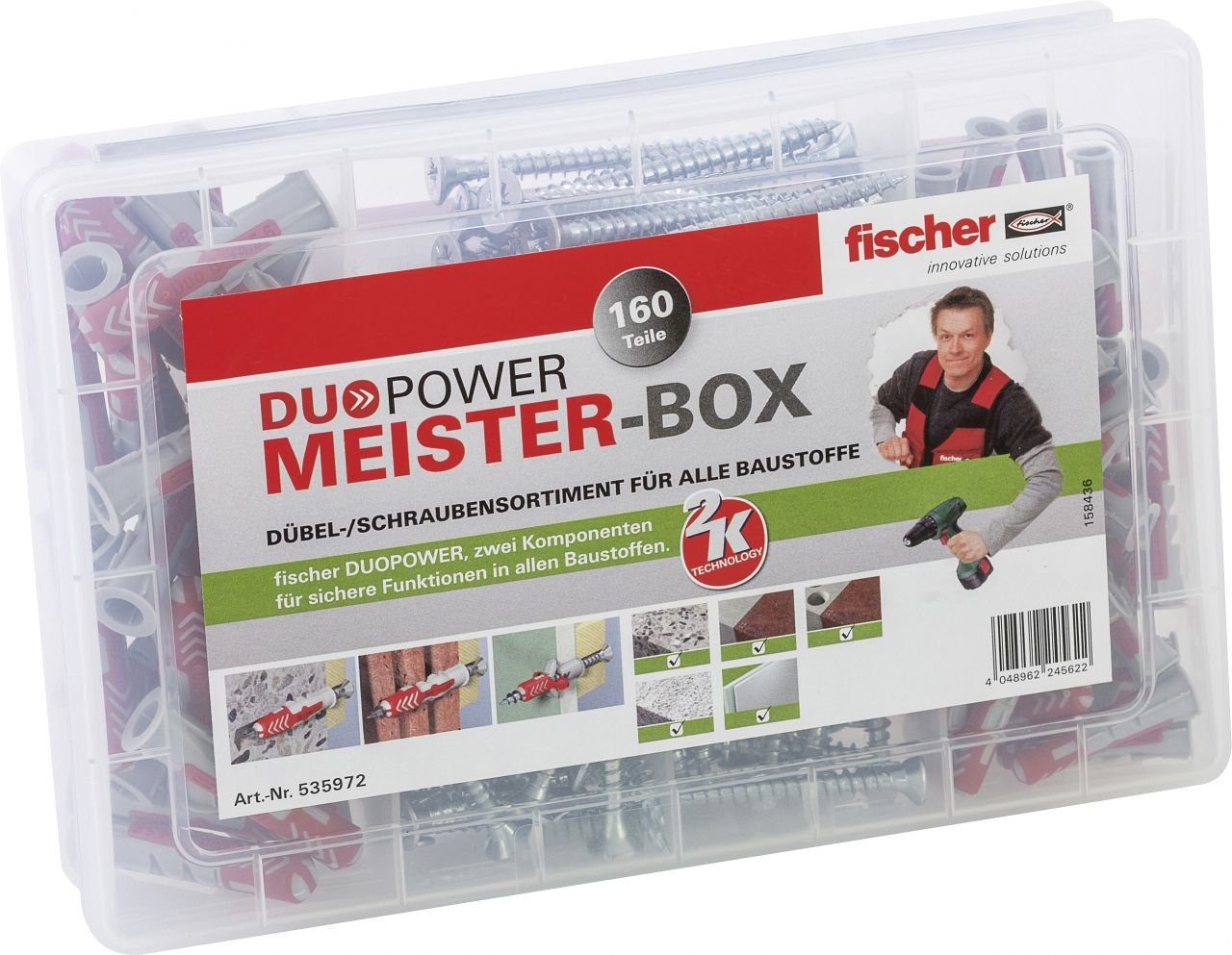 Fischer Befestigungstechnik fischer Schrauben- und Dübel-Set Fischer Meister-Box Duopower - 160 Stück